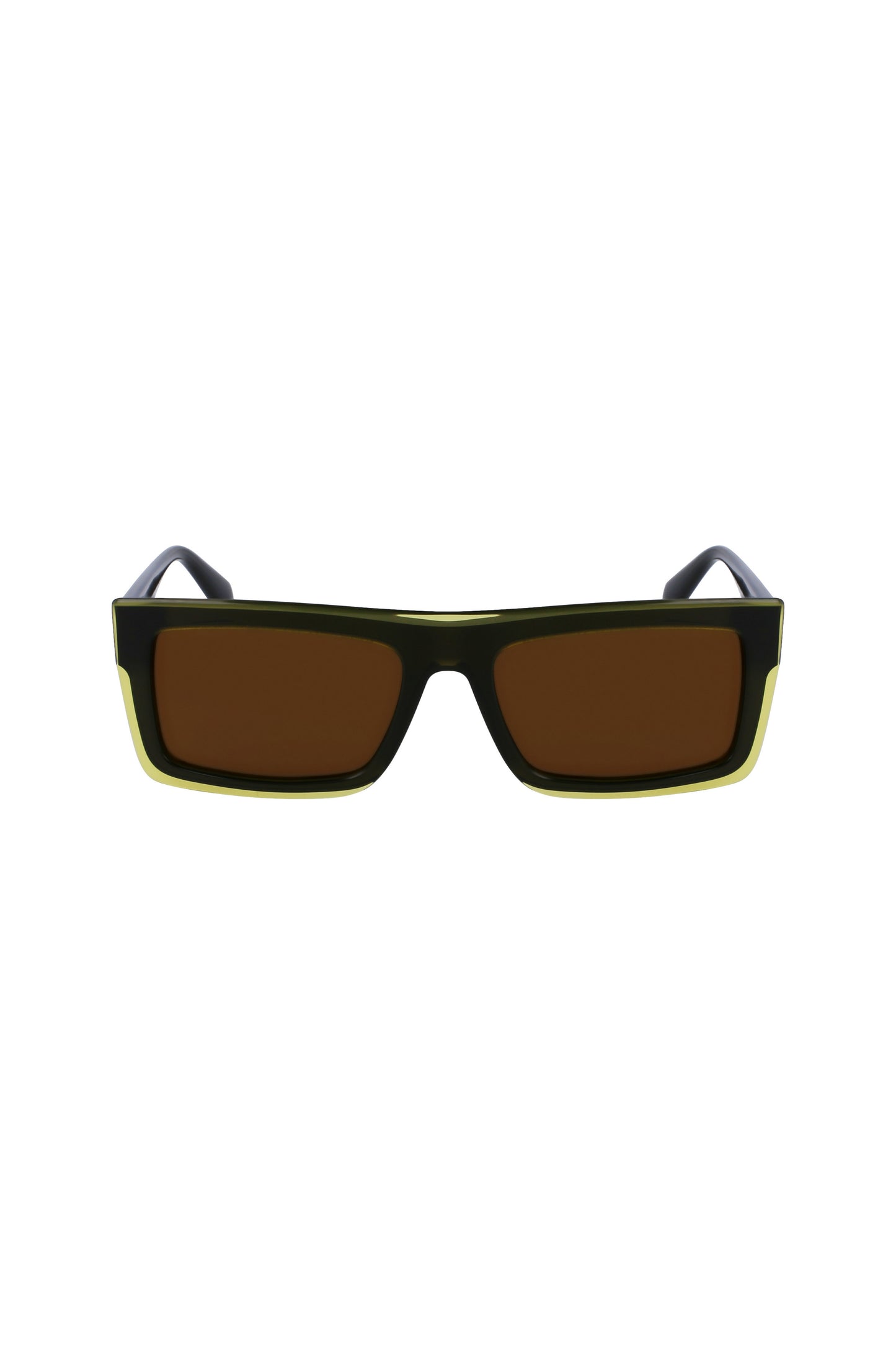 CKJ23657S_GI745 – Stylische Herren-Sonnenbrille: Gelb, rechteckig, braunes Glas 55 mm – Größe: UNI – Farbe: Giallo