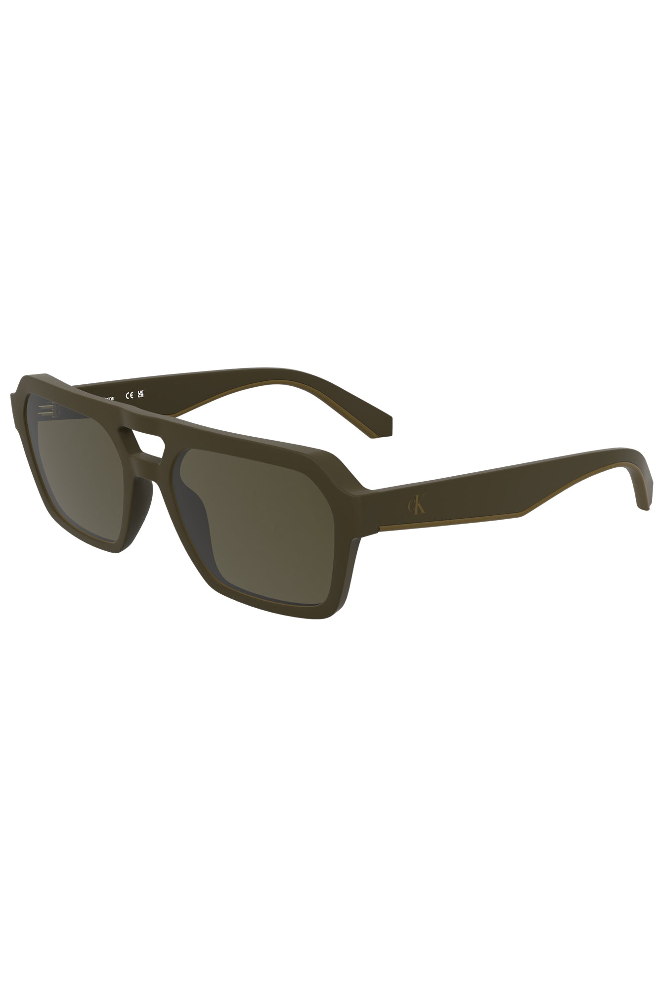 CKJ25603S_MA210 – Herren Sonnenbrille: Braune quadratische Bio-Rahmen mit Logo-Details – Größe: UNI – Farbe: Marrone