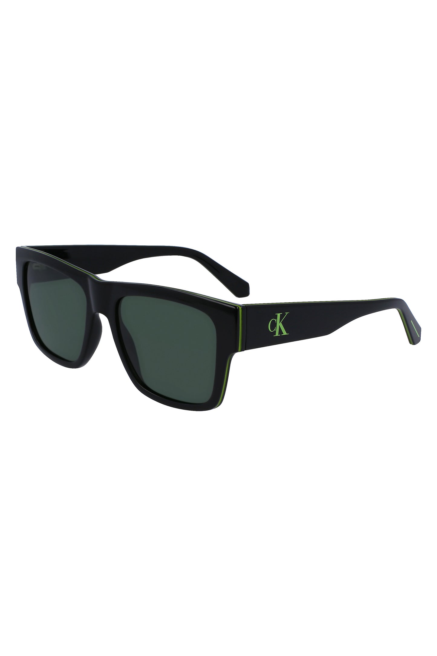 CKJ23605S_NE001 – Herren-Sonnenbrille: Quadratische, grüne Gläser mit Kontrastdetails – Größe: UNI – Farbe: Nero