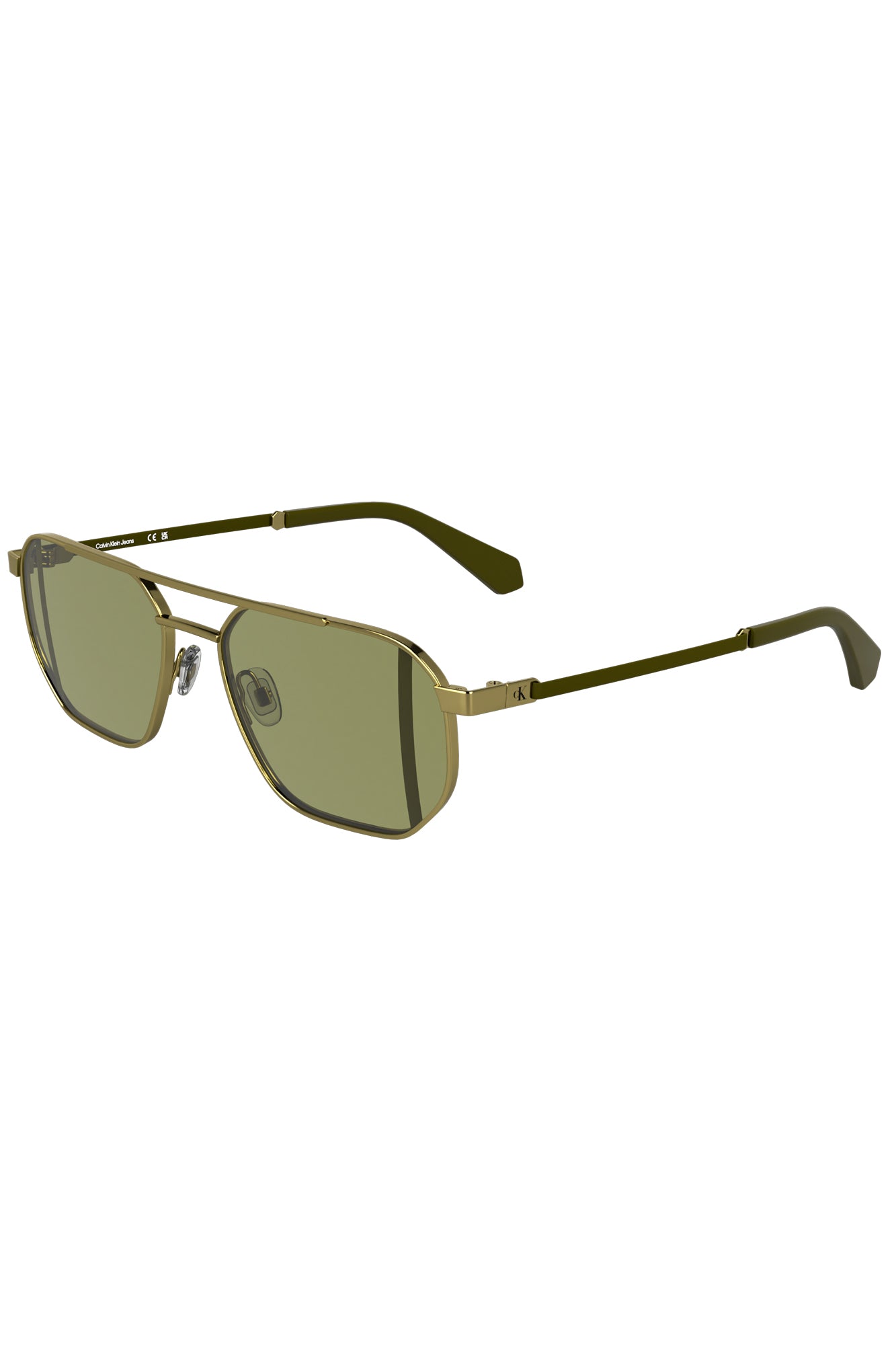 CKJ25202S_OR717 – Goldene Herren-Sonnenbrille mit grünen Gläsern, quadratisch, Metallgestell – Größe: UNI – Farbe: Oro