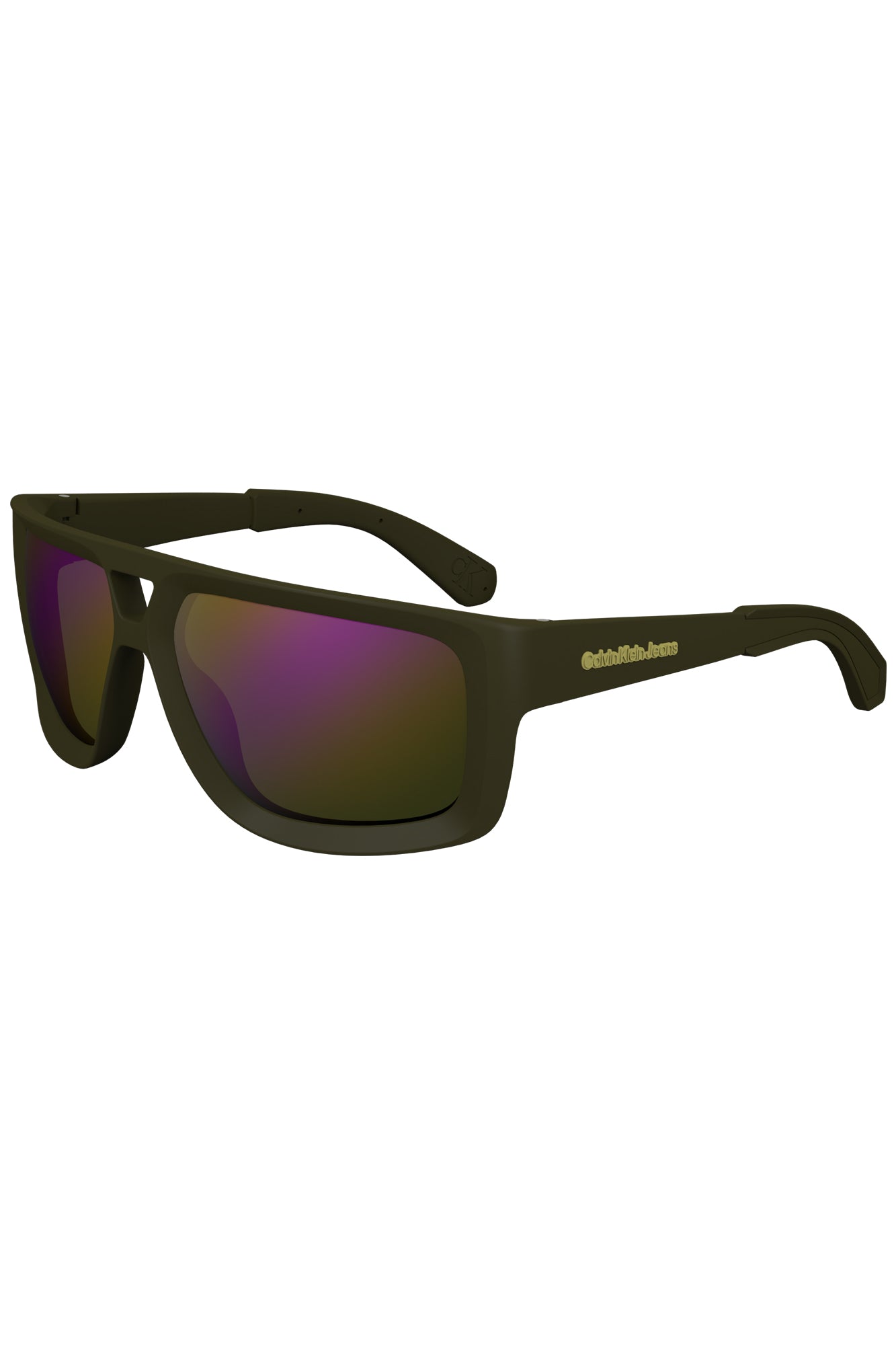 CKJ24605S_VE309 – Herren-Sonnenbrille Grün: Quadratische Gläser, Kontrastdetails – Größe: UNI – Farbe: Verde