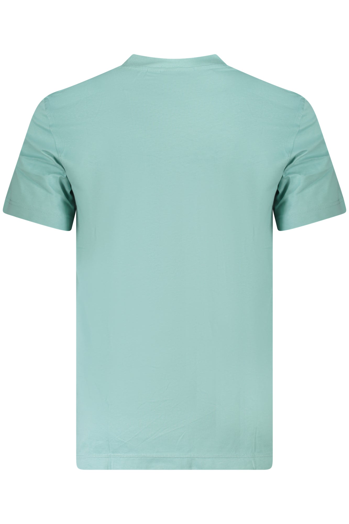 J30J327100_AZMR5 – Nachhaltiges blaues Herren-T-Shirt: Rundhals, Applikation, 95% Baumwolle – Größe: S, M, L, XL, 2XL – Farbe: Azzurro