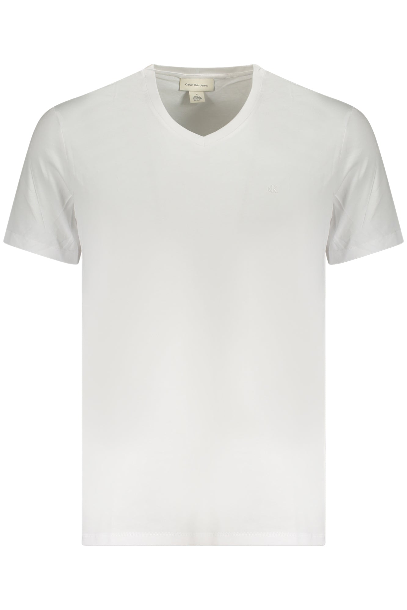 LV040HM298_BIYAA – Weißes Herren T-Shirt mit V-Ausschnitt und edler Stickerei – Größe: S, M, L, XL – Farbe: Bianco