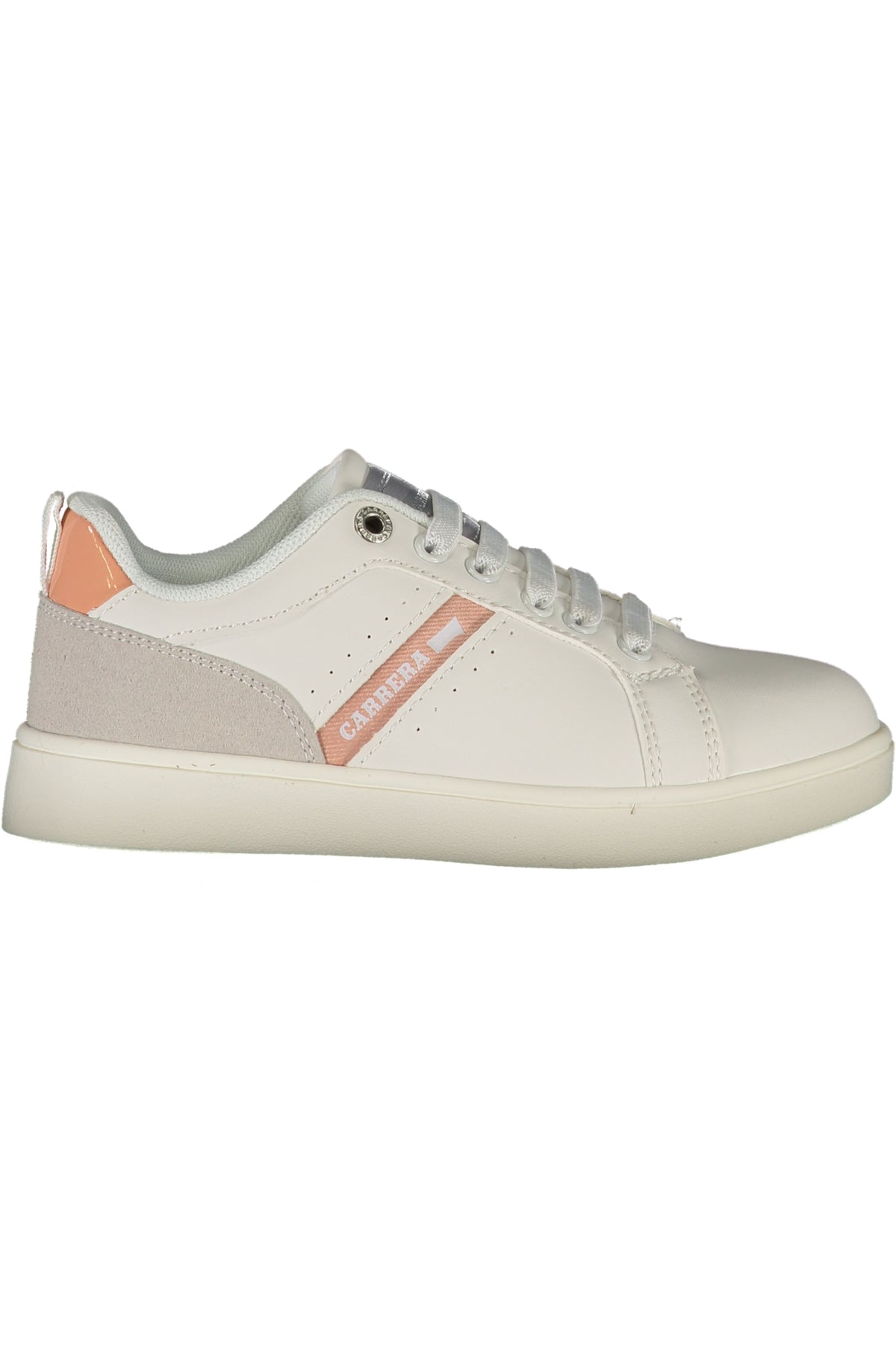 CAK23101M_BI1012 – Weißer Mädchensneaker mit elastischen Schnürsenkeln und Kontrasten – Größe: 30, 31, 32, 33, 34, 35 – Farbe: Bianco