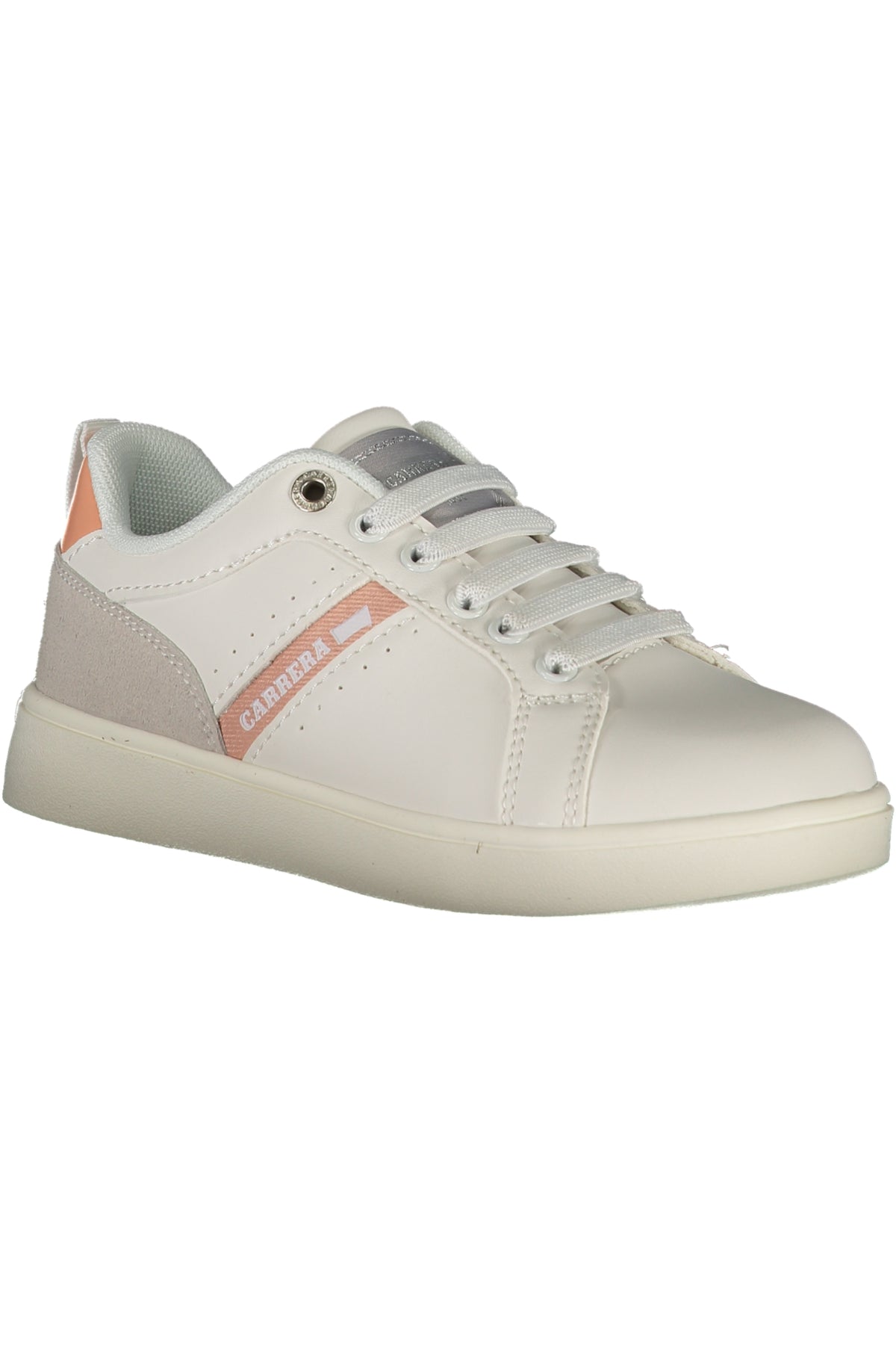 CAK23101M_BI1012 – Weißer Mädchensneaker mit elastischen Schnürsenkeln und Kontrasten – Größe: 30, 31, 32, 33, 34, 35 – Farbe: Bianco