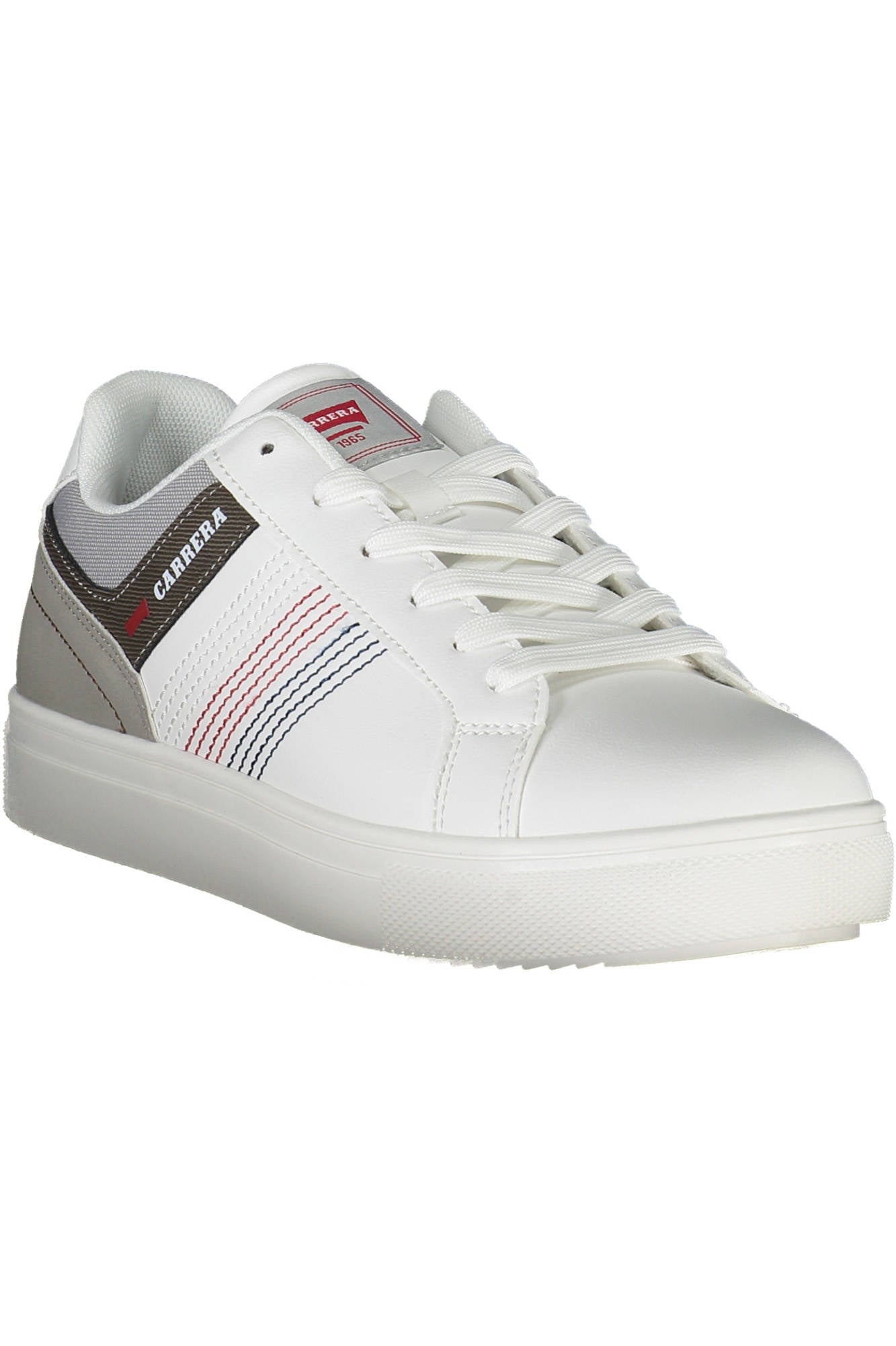 CAM23101L_BIANCO_1065 – Weiße Herrensportschuhe mit Kontrastdetails und Schnürung – Größe: 42, 43, 44 – Farbe: Bianco