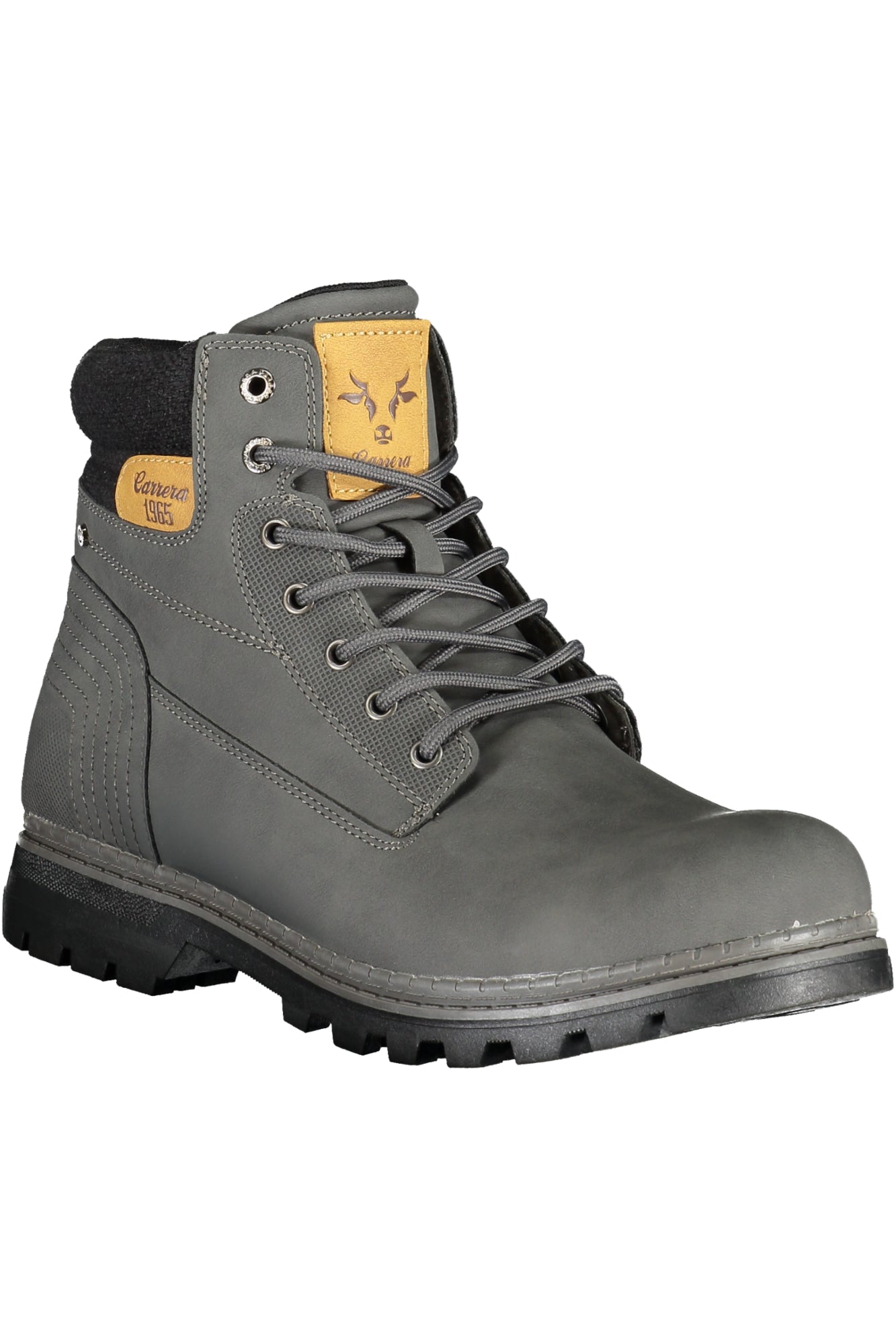 CAM73203_GR4949SHAR – Herrenstiefel Grau: Schnürstiefelette mit Kontrastdetails & Logo – Größe: 40, 41, 42, 43, 44, 45, 46 – Farbe: Grigio