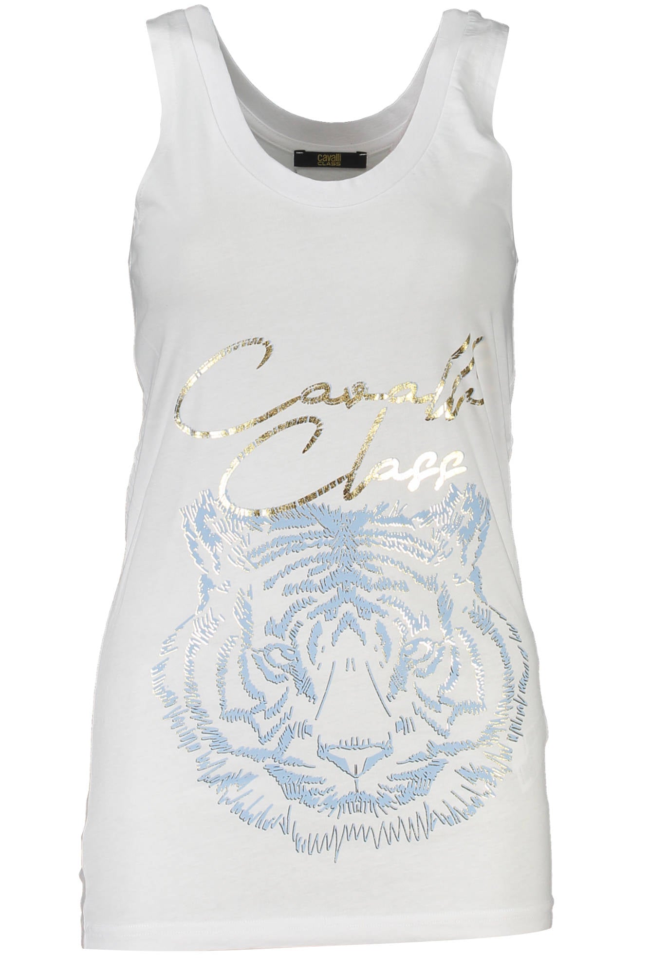 QXT62I-JD060_BIANCO_00053 – Elegantes Damenshirt: Weißes Tanktop mit Print und Logo-Details – Größe: XS, S, M, L, XL – Farbe: Bianco
