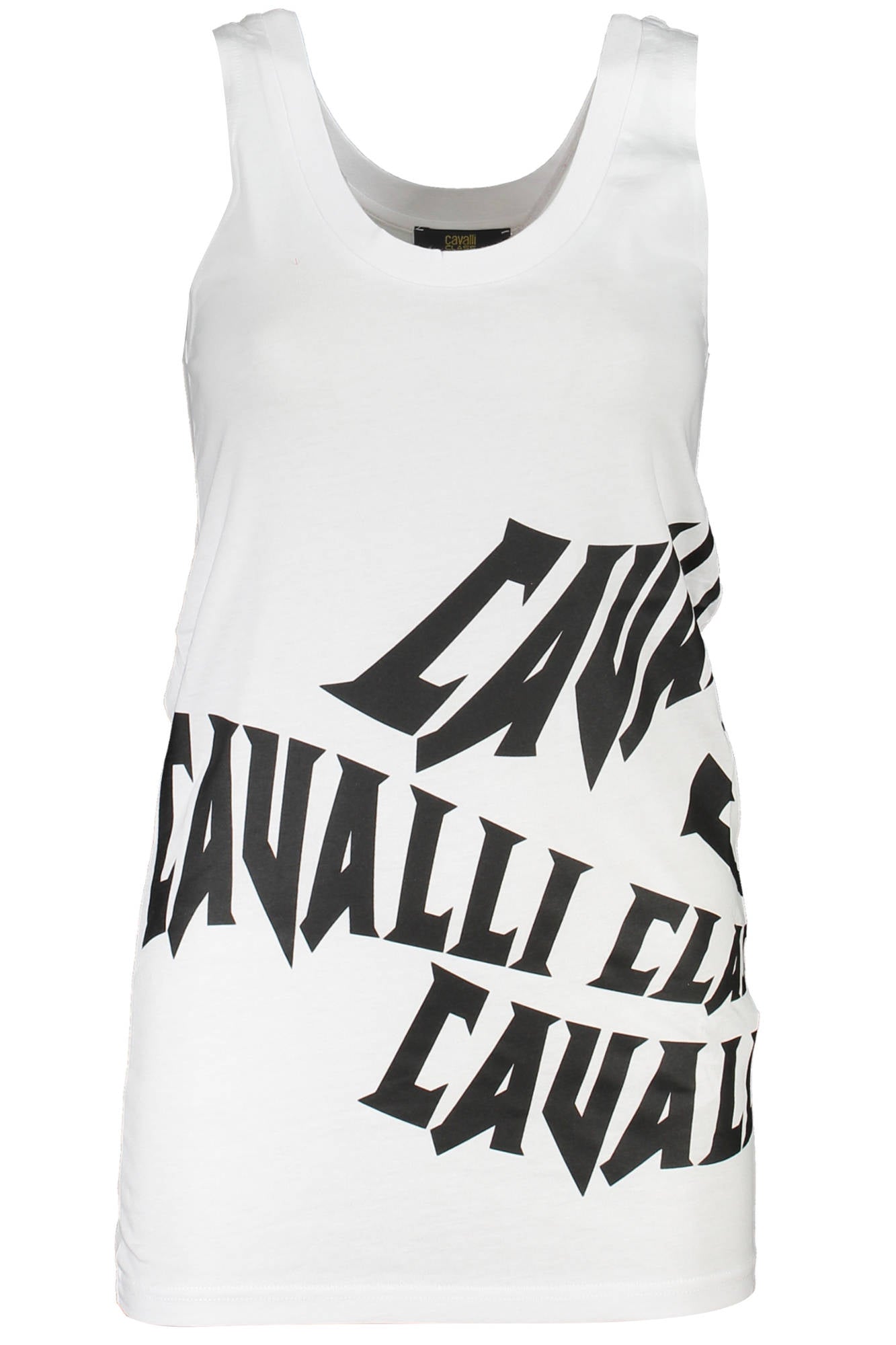 QXT62C-JD060_BIANCO_00053 – Weißes Damen-Tanktop mit Print & Logo - Breite Schultern, Rundhals – Größe: XS, S, M, L, XL – Farbe: Bianco