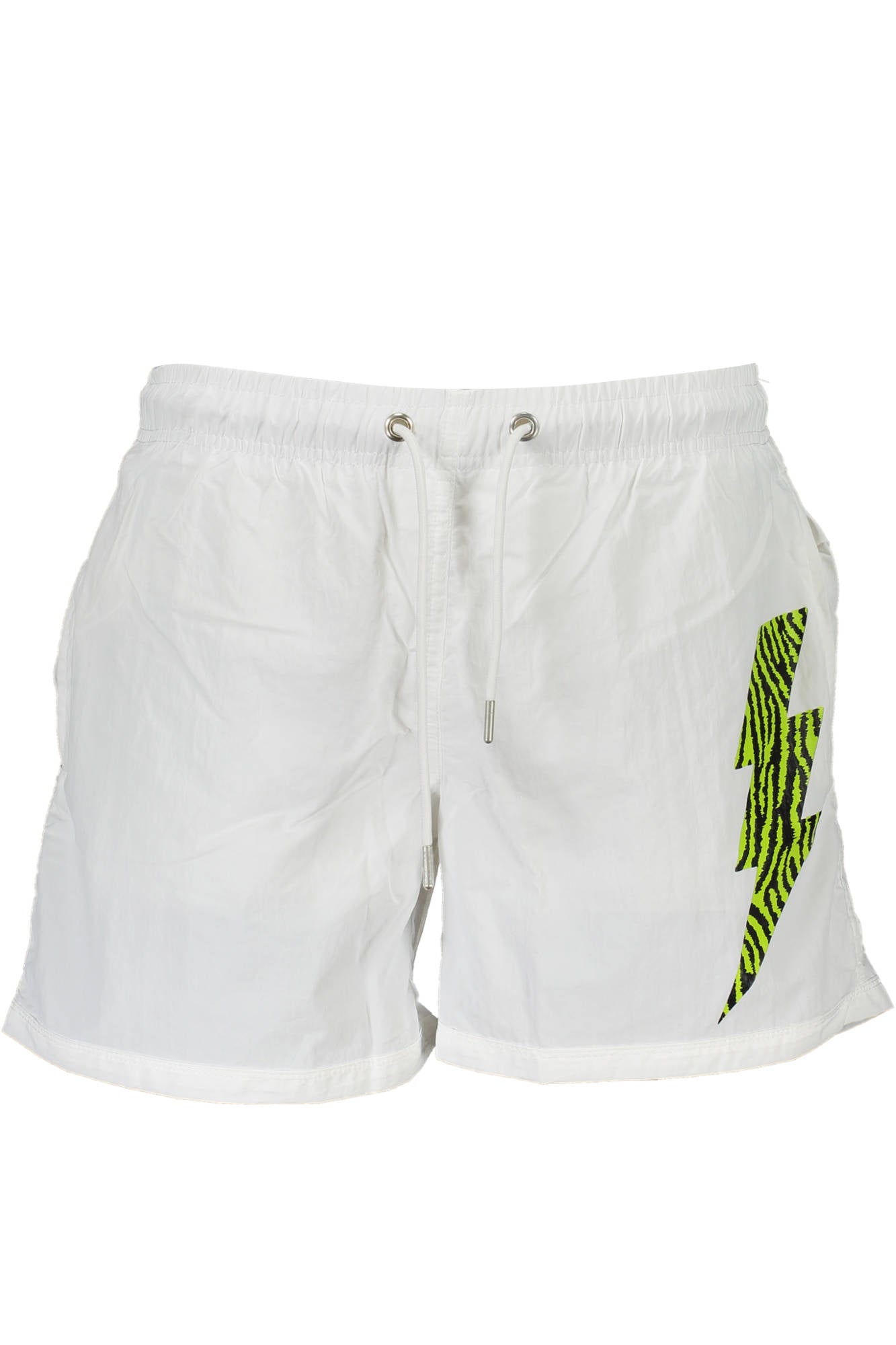 QXH01O-SB053_BIANCO_00053 – Weiße Herren-Badeshorts mit Print, Taschen und elastischem Bund – Größe: S, L, XL – Farbe: Bianco