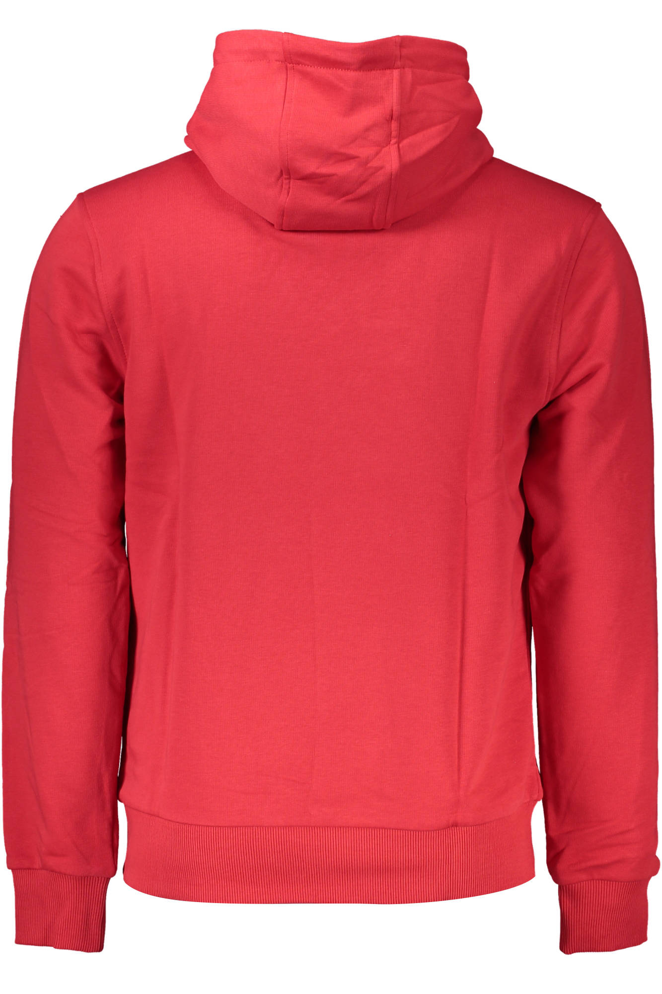 QXT65A-CF062_ROSSO_02000 – Rotes Herren-Kapuzen-Sweatshirt: Langer Schnitt, Regular Fit, mit Druck – Größe: S, M, XL, 2XL – Farbe: Rosso