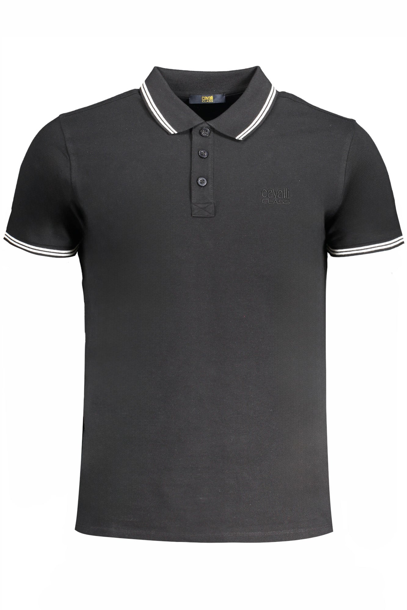 QXT64XKB002_NEBLACWH – Elegantes Herrenkurzarm-Poloshirt in Schwarz mit Stickerei-Details – Größe: M, L, XL, 2XL – Farbe: Nero