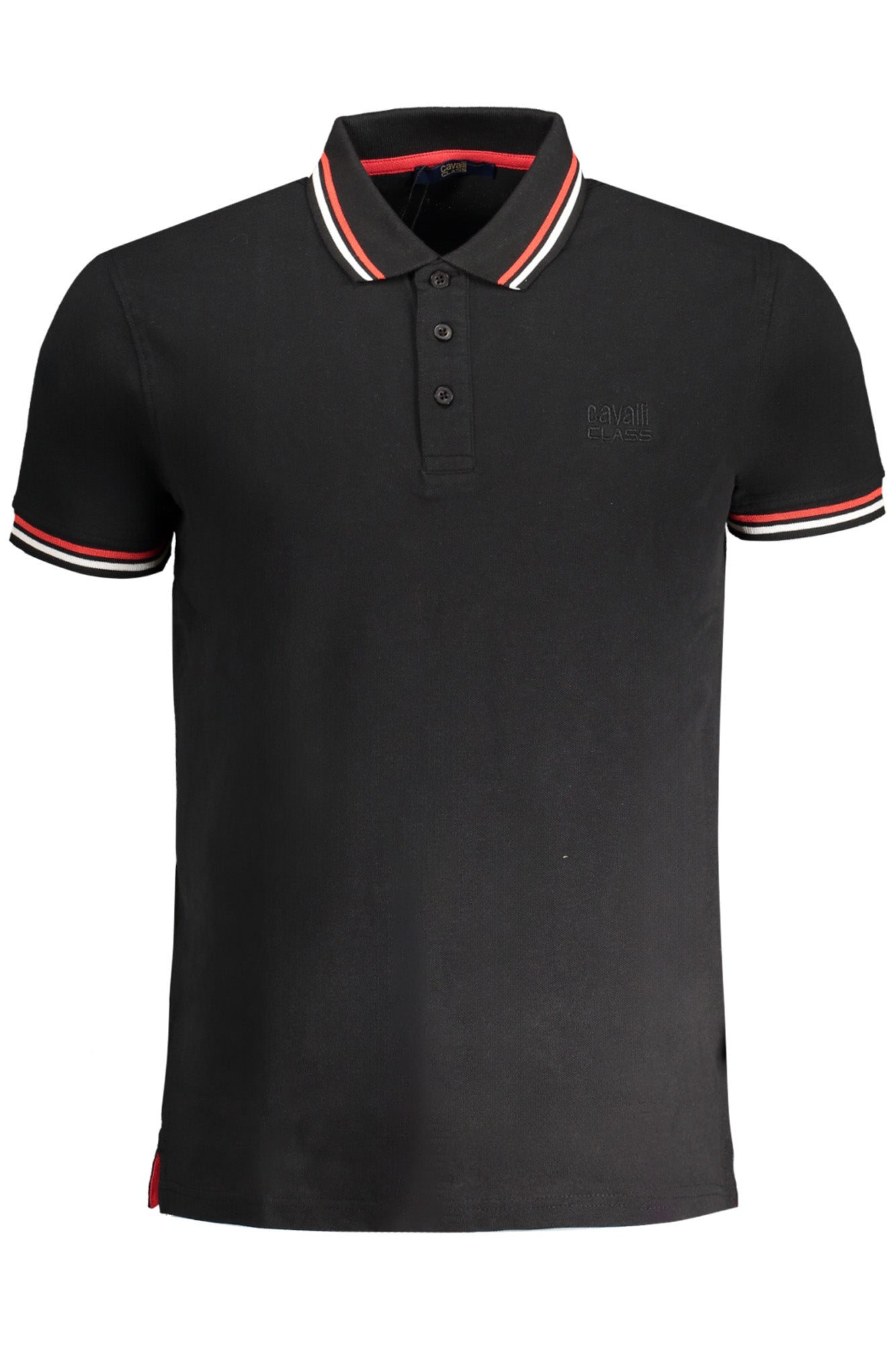 QXT64XKB002_NE05051 – Elegantes Herren Poloshirt mit Kontrastdetails und Stickerei Schwarz – Größe: M, L, XL, 2XL – Farbe: Nero