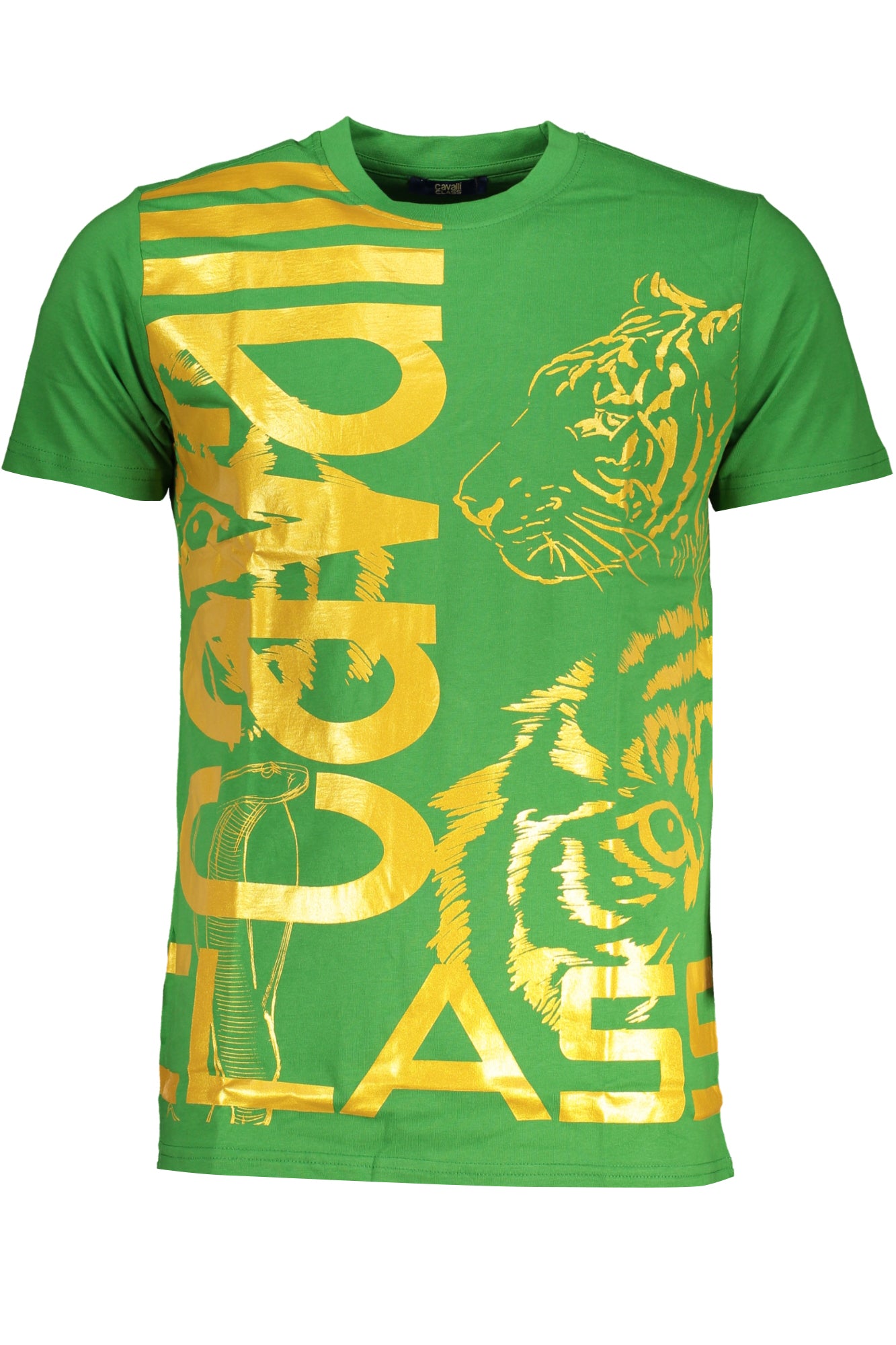 QXT63DJD060_VE07334 – Herren Rundhals-Kurzarmshirt in Grün mit Print und Logo-Details – Größe: L, XL, 2XL – Farbe: Verde