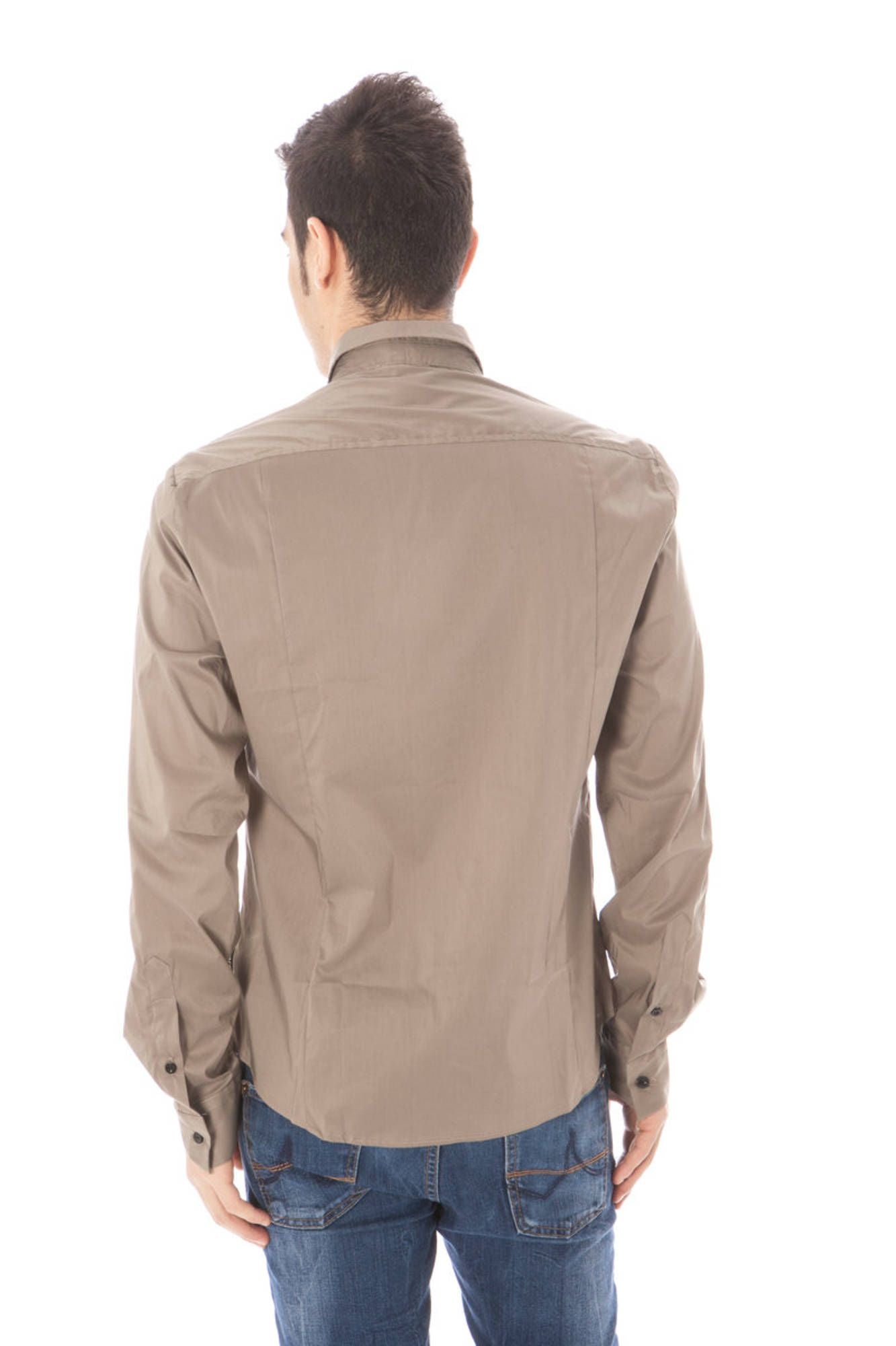 09-VN2697-49662_VERDE_807 – Grünes Herrenhemd mit italienischem Kragen und Logo-Details – Größe: 50, 52, 54 – Farbe: Verde