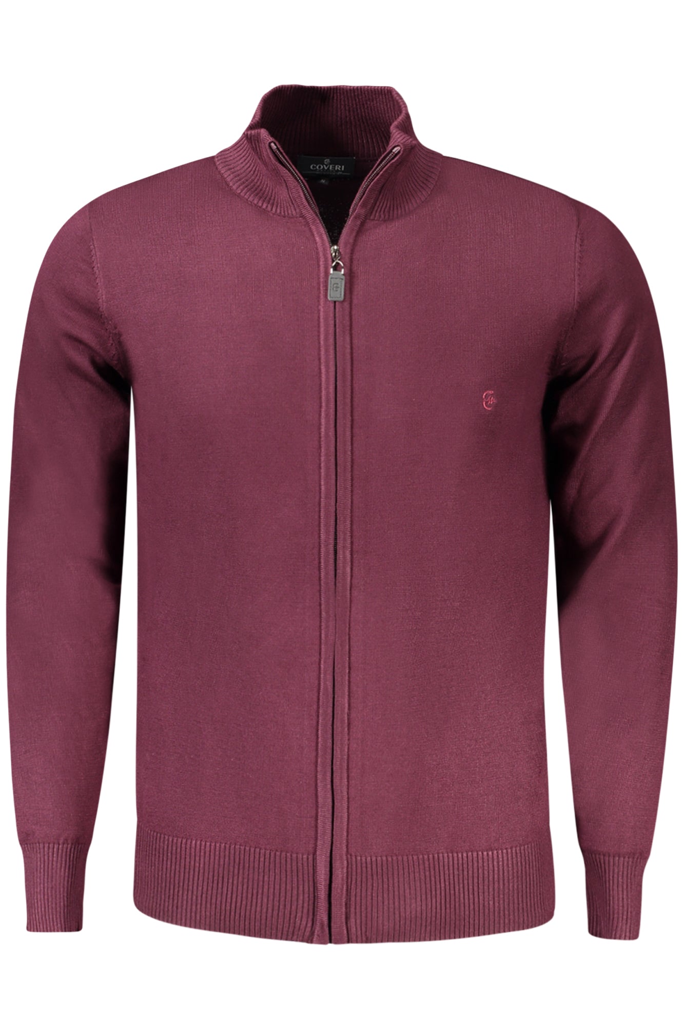 TR1723_ROBORDEA – Modischer Rot Cardigan für Herren mit Reißverschluss und Stickerei – Größe: M, L, XL, 2XL, 3XL – Farbe: Rosso