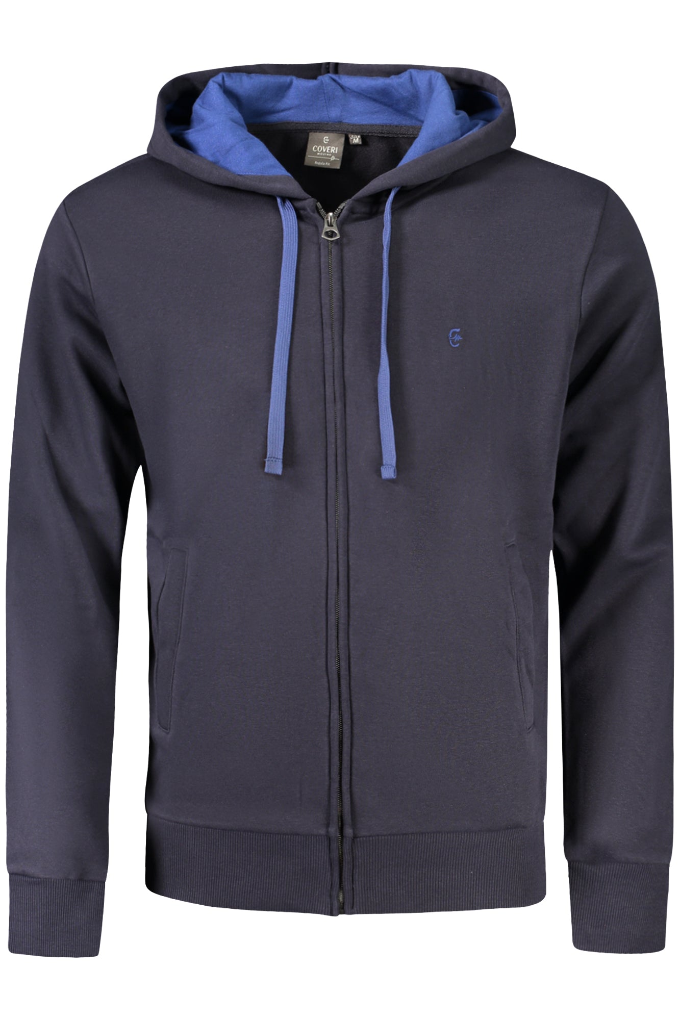 FE4023_BLBLU – Herren Kapuzen-Sweatjacke Blau mit Reißverschluss und Stickerei – Größe: M, L, XL, 2XL, 3XL – Farbe: Blu