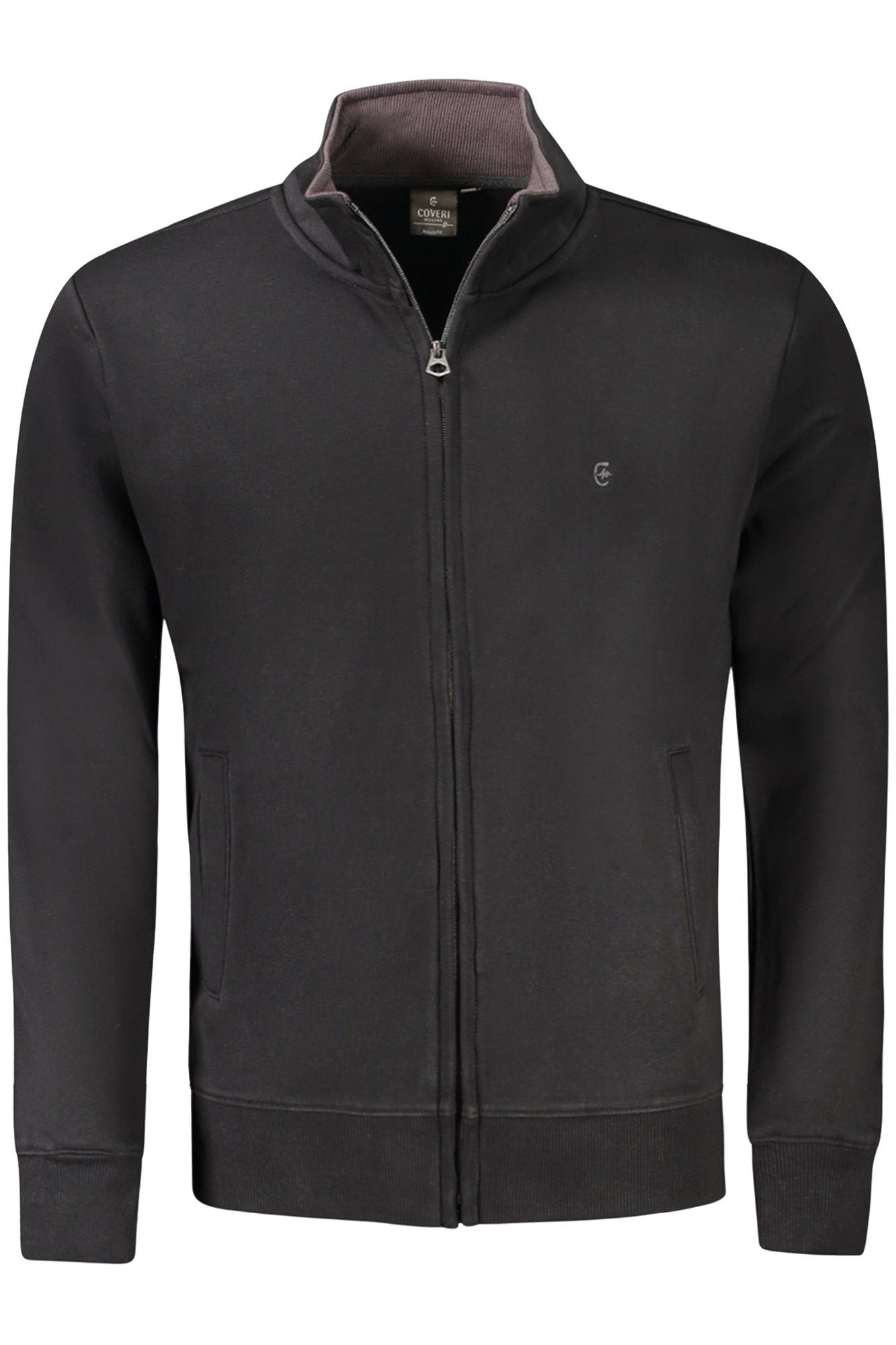 FE4022_NENERO – Herren-Sweatshirt Schwarz mit Reißverschluss, Futter & Stickerei – Größe: M, L, XL, 2XL, 3XL – Farbe: Nero