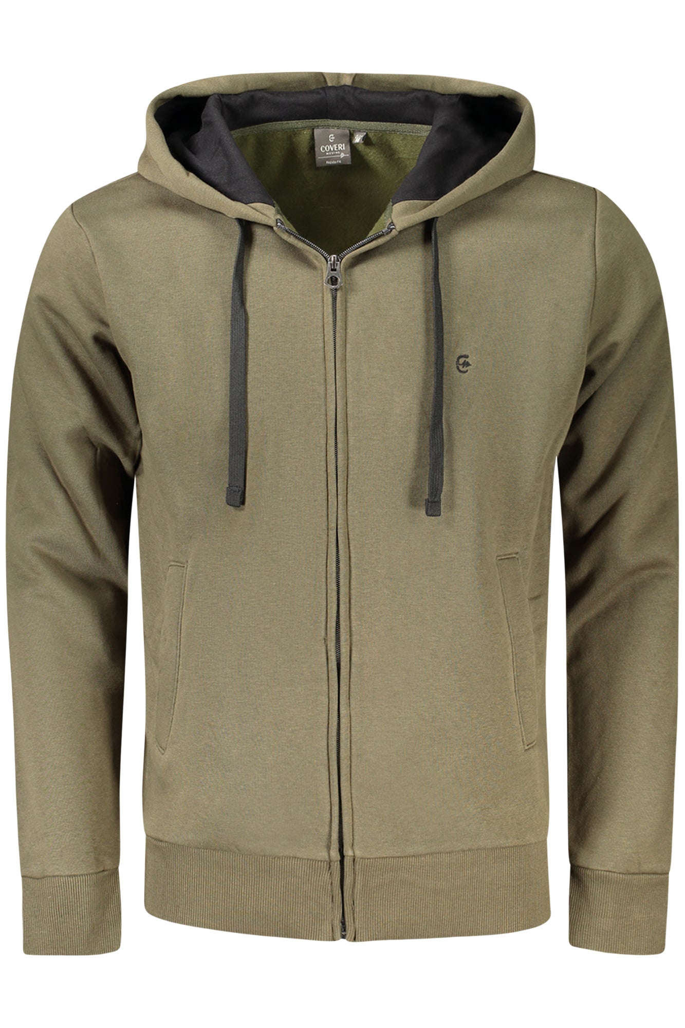 FE4023_VEMILITA – Herren-Sweatshirt Grün: Gefütterter Zip-Hoodie mit Stickerei – Größe: XL, 3XL, M, L, 2XL – Farbe: Verde