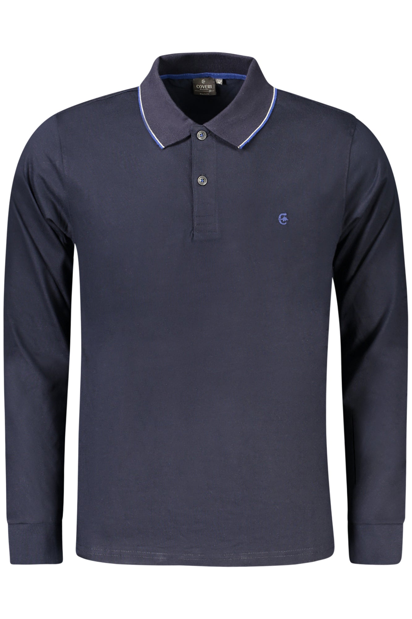 PL2633_BLBLU – Elegantes Herren Langarm-Poloshirt in Blau mit Kontrastdetails – Größe: M, L, XL, 2XL, 3XL – Farbe: Blu