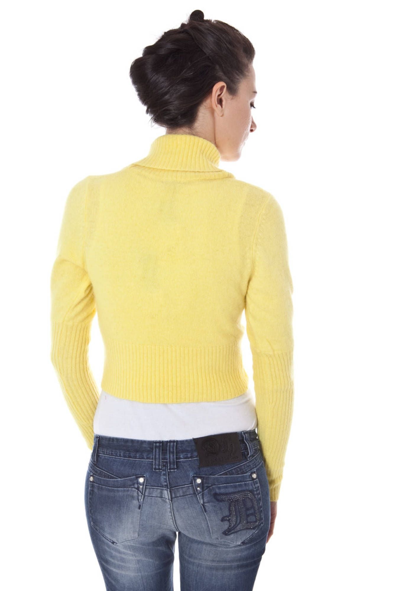 B9T5334_GIALLO_7C1 – Damen Bolero mit langen Ärmeln in Gelb - Elegantes Schultertuch – Größe: S, M, L, XL – Farbe: Giallo