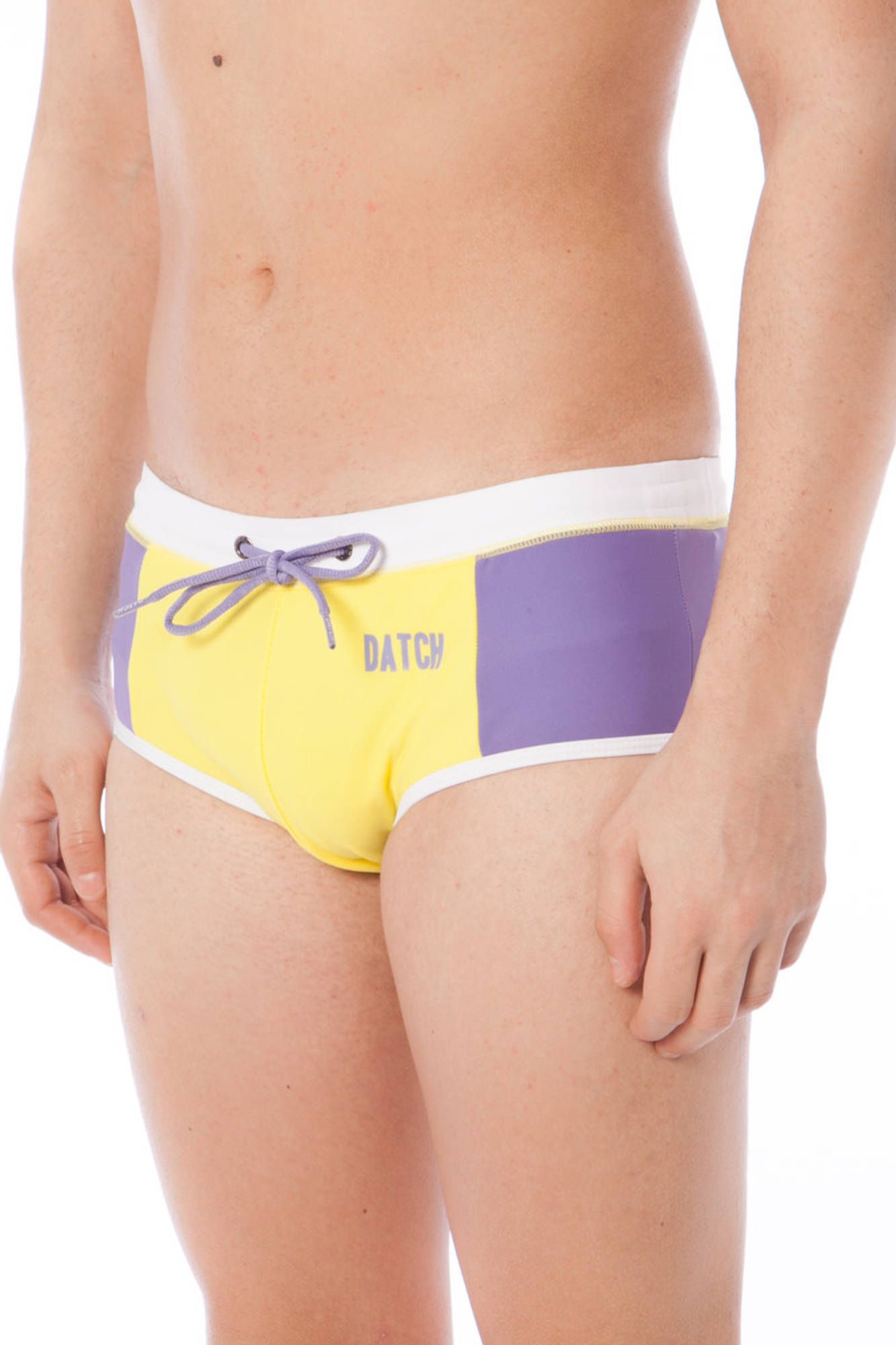 I7S0911_GIALLO_7D1 – Stylische gelbe Herren-Badehose mit Schnürung und Rückendruck – Größe: M, L, 2XL – Farbe: Giallo