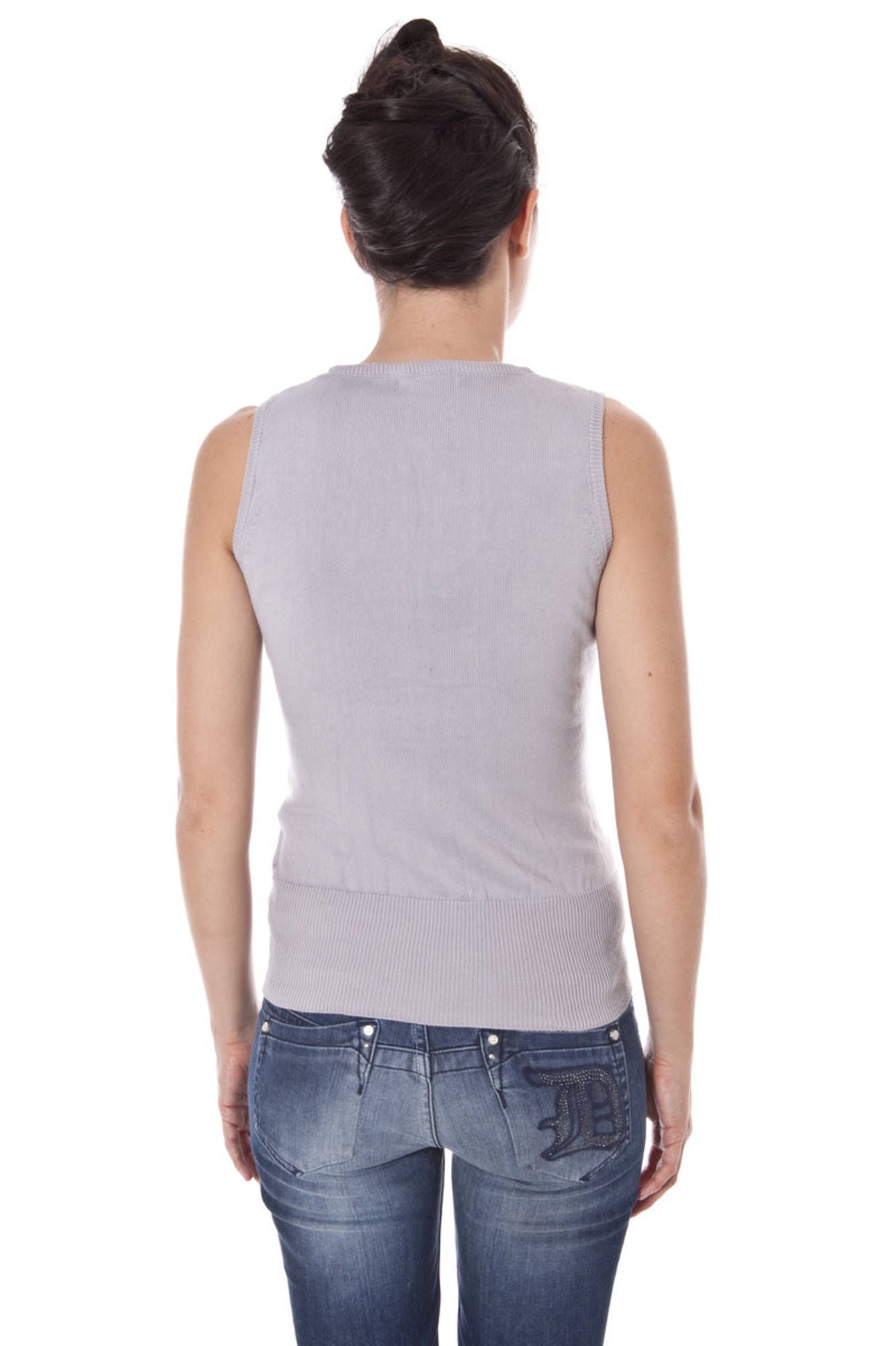 A9T7389_GRIGIO_4A2 – Damenweste Grau mit V-Ausschnitt und Logo - Stilvoll und Modern – Größe: M, L, XL – Farbe: Grigio