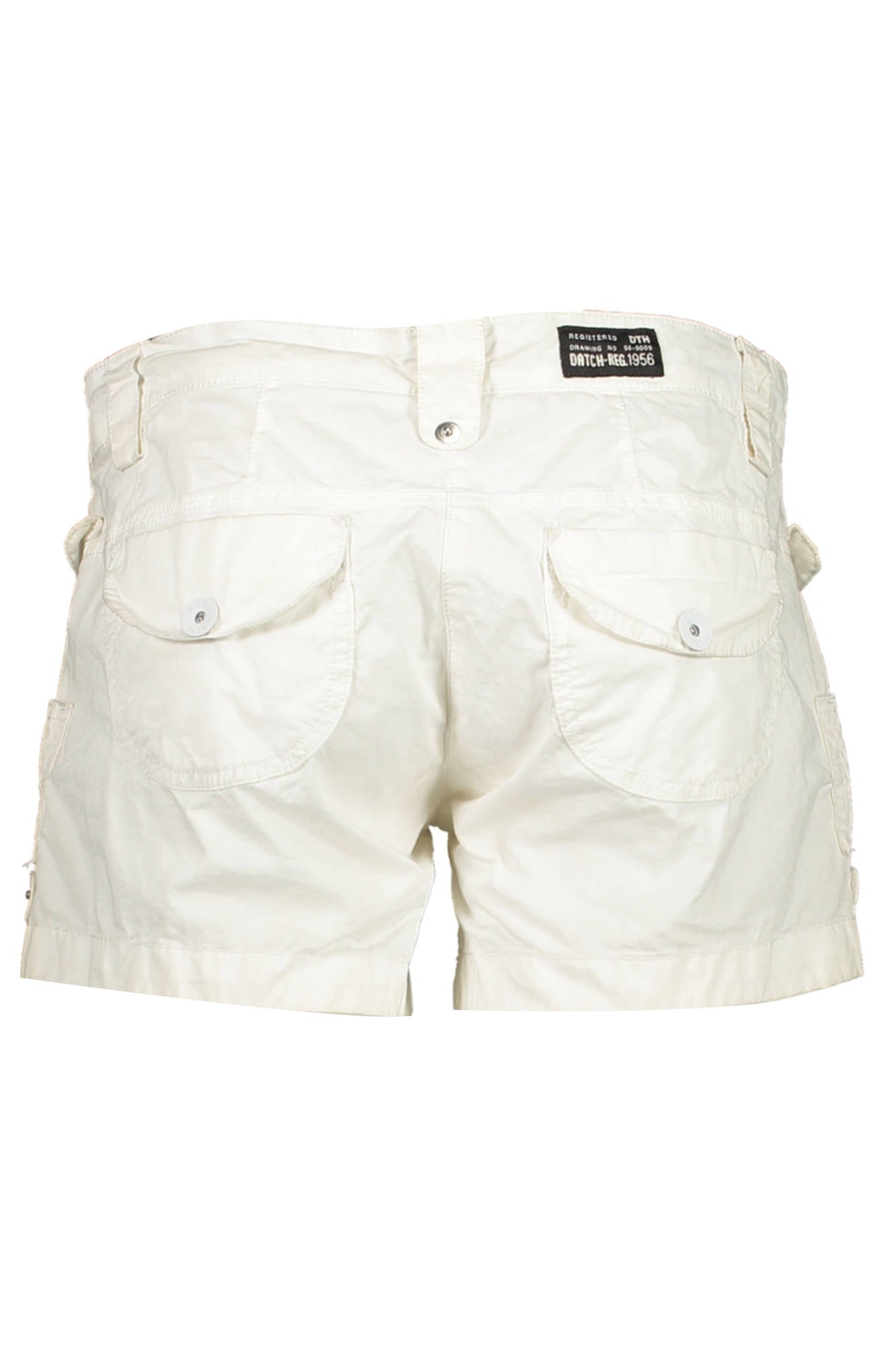 59W3412_BIANCO_101 – Weiße Damen-Shorts mit 4 Taschen und besticktem Logo – Größe: 32 – Farbe: Bianco