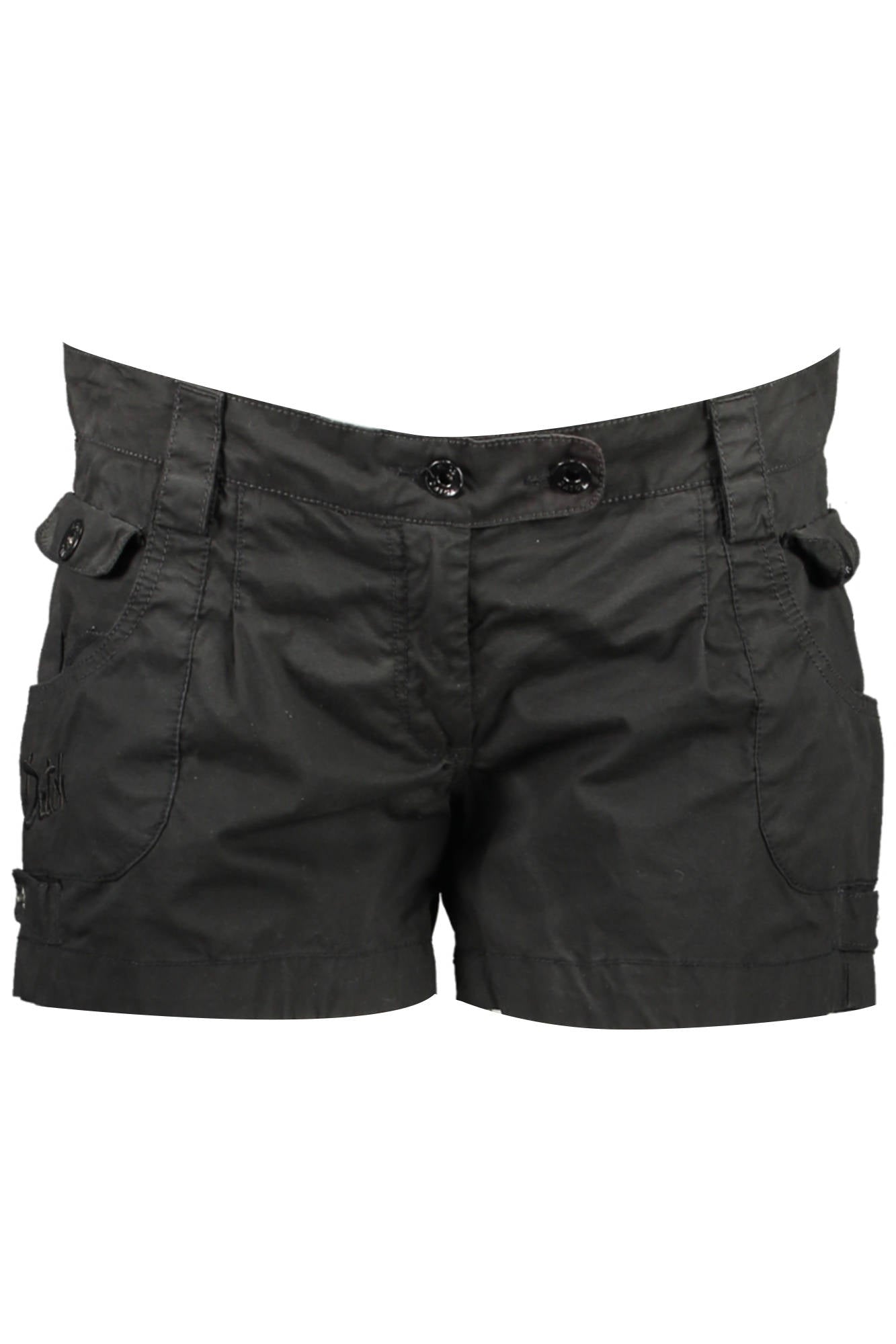 59W3412_NERO_402 – Kurze Damenhose Schwarz mit Taschen und gesticktem Logo – Größe: 32 – Farbe: Nero