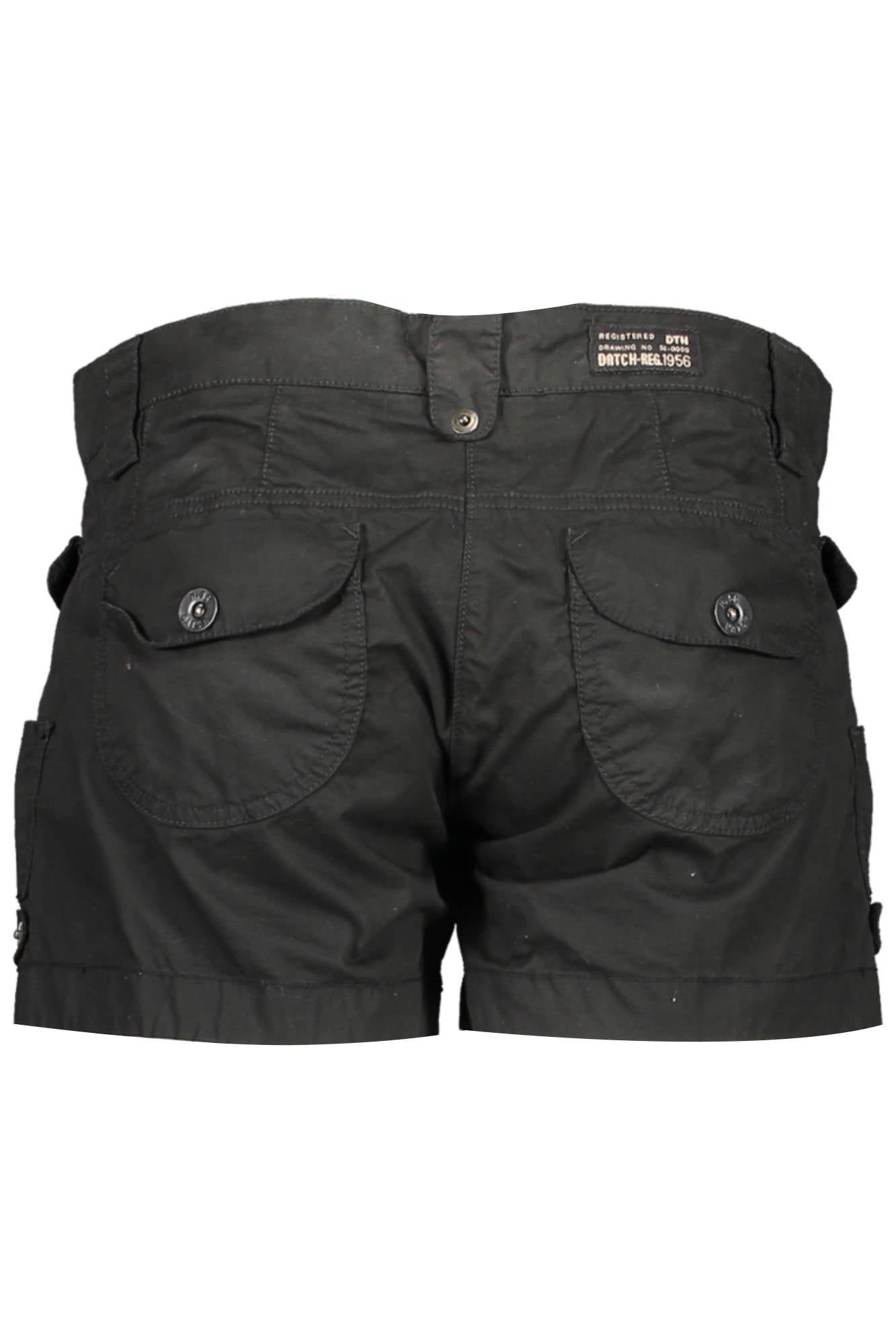 59W3412_NERO_402 – Kurze Damenhose Schwarz mit Taschen und gesticktem Logo – Größe: 32 – Farbe: Nero