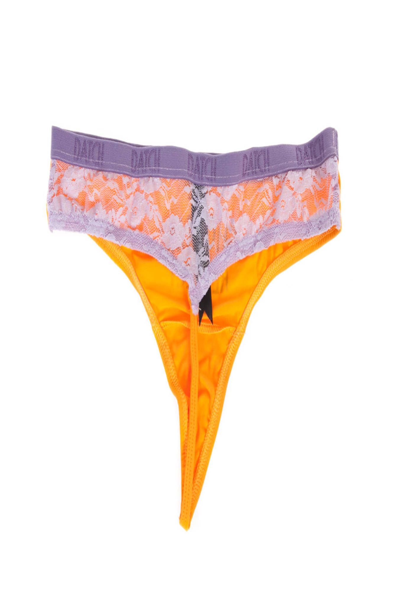 I9U0931_ARANCIO_5Z1 – Eleganter Damen-Tanga in Orange mit Spitze und Kontrastdetails – Größe: S, M, XL – Farbe: Arancione