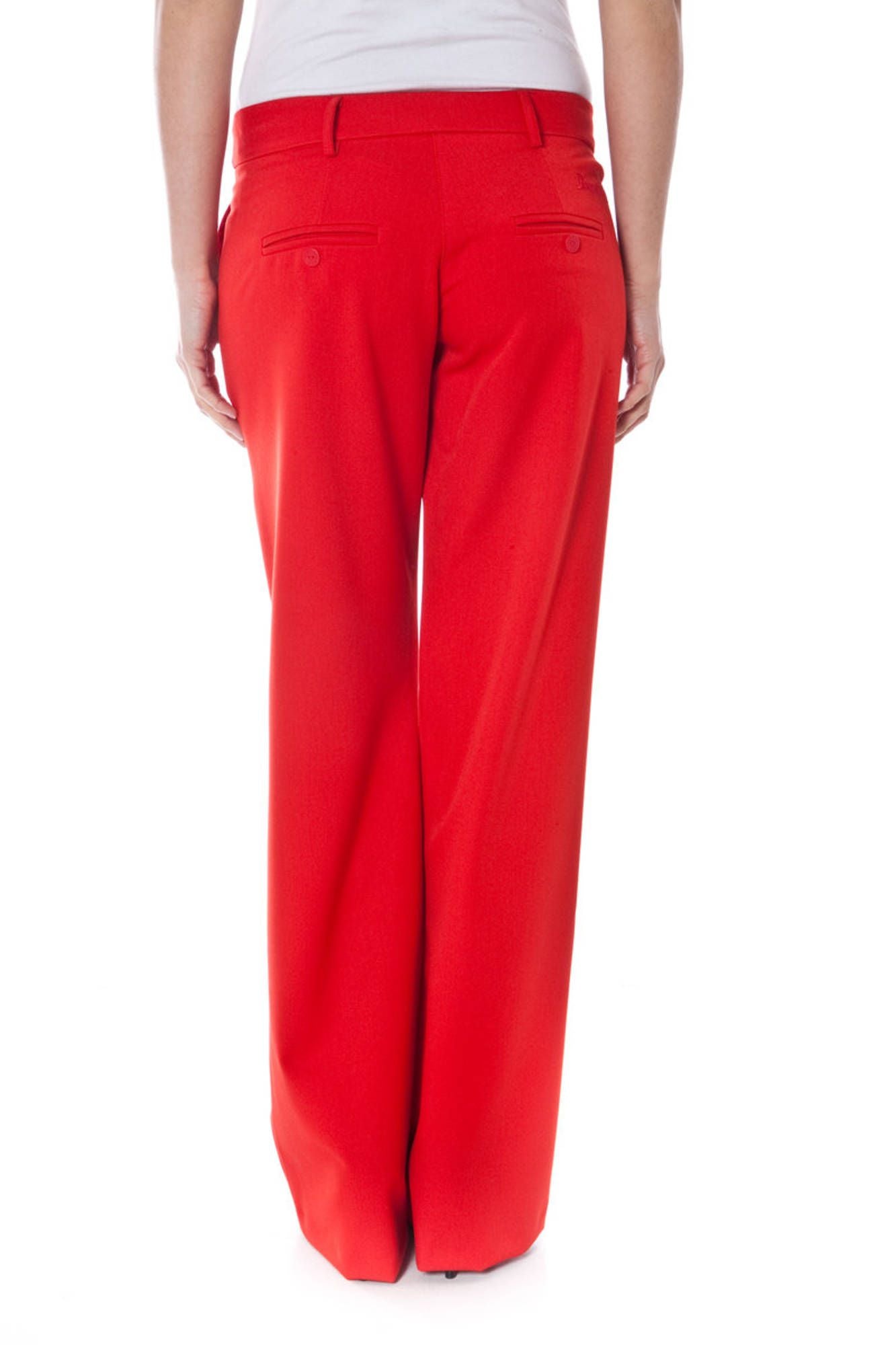 6075_ROSSO_ROSSO – Elegante Rote Damenhose mit Geradem Bein & Taschen – Stilvoll & Schick – Größe: XS, S, M – Farbe: Rosso