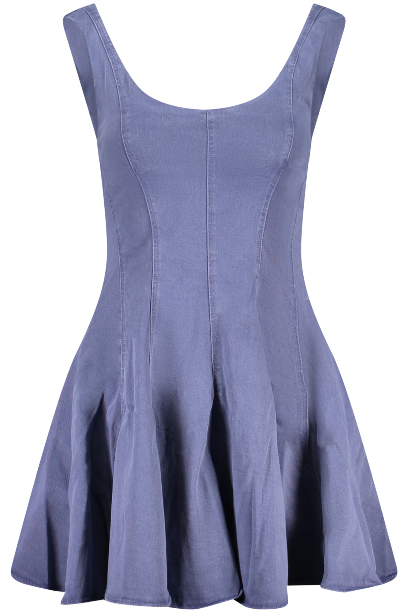 26SWVW49_BL5057 – Skater-Kleid Damen Blau & Pink – U-Boot, dünne Träger, Reißverschluss – Größe: S, M, L, XL, XS – Farbe: Blu