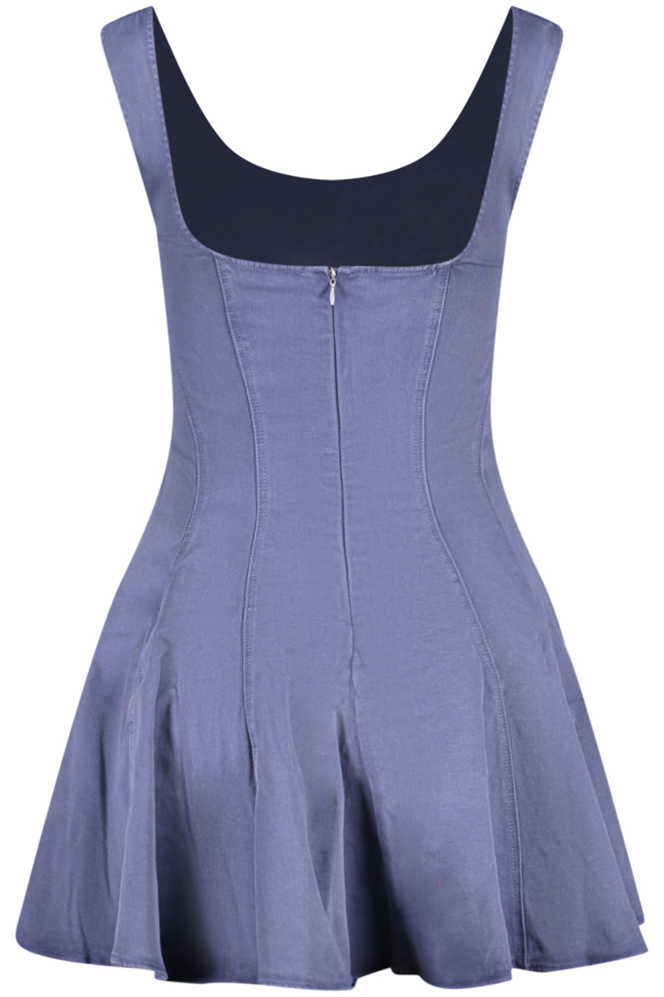 26SWVW49_BL5057 – Skater-Kleid Damen Blau & Pink – U-Boot, dünne Träger, Reißverschluss – Größe: S, M, L, XL, XS – Farbe: Blu