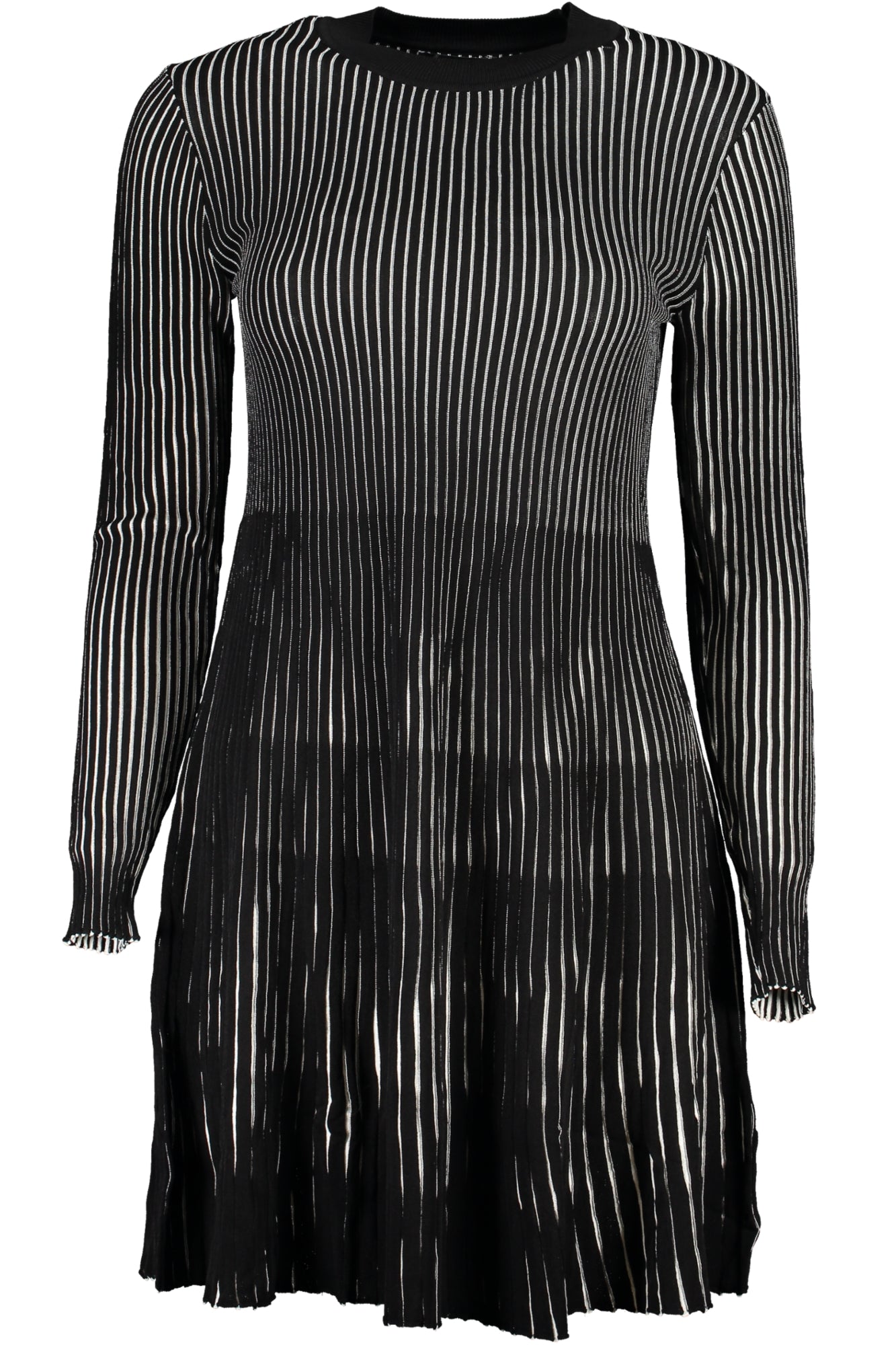 23WWVF11_NE2000 – Elegantes Damenkleid Schwarz mit Kontrastdetails und hohem Kragen – Größe: L, XL, M – Farbe: Nero