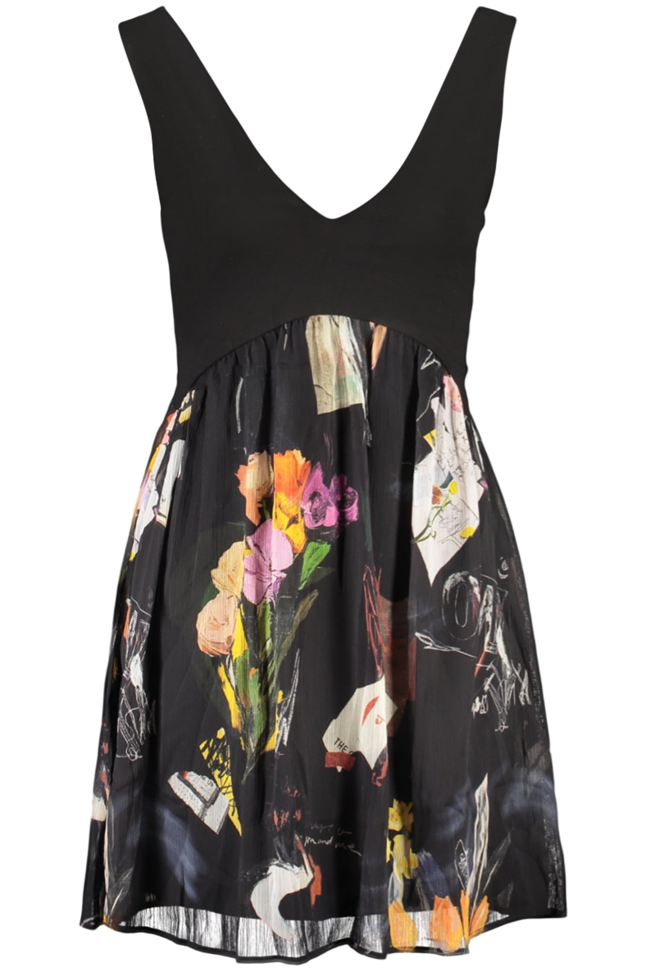 26SWVW47_NE2000 – Elegantes Kurzes Schwarz Kleid für Damen mit Collage-Effekt – Größe: XS, S, M, L, XL – Farbe: Nero