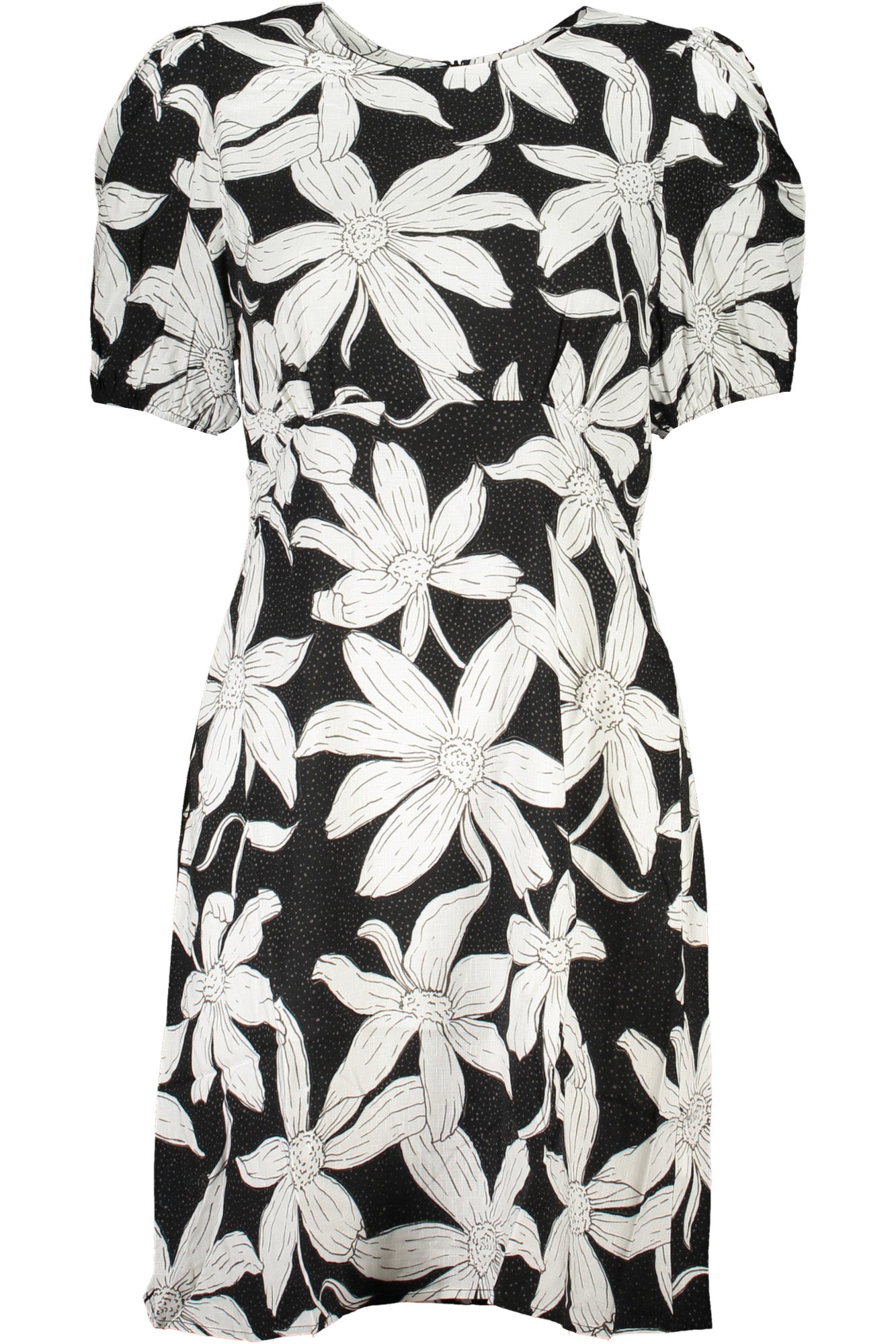 24SWVW36_NE2000 – Elegantes Schwarzes Damenkleid mit Muster und Reißverschluss am Rücken – Größe: S, XL – Farbe: Nero