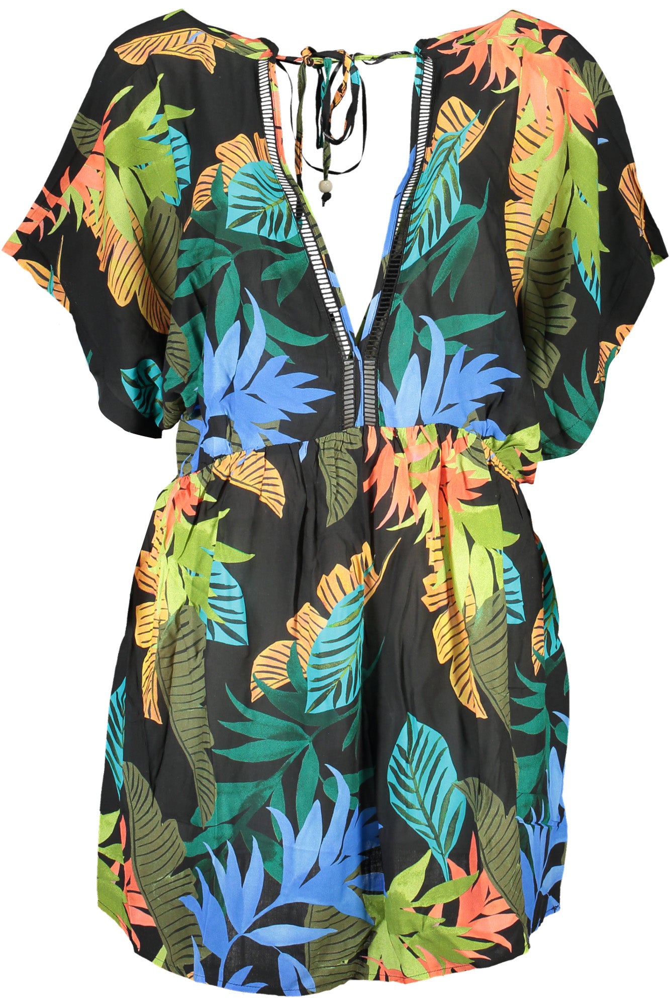 24SWMW23_NE2000 – Elegantes Damenkleid Schwarz mit Muster und Kontrastdetails – Größe: M, L, XL – Farbe: Nero