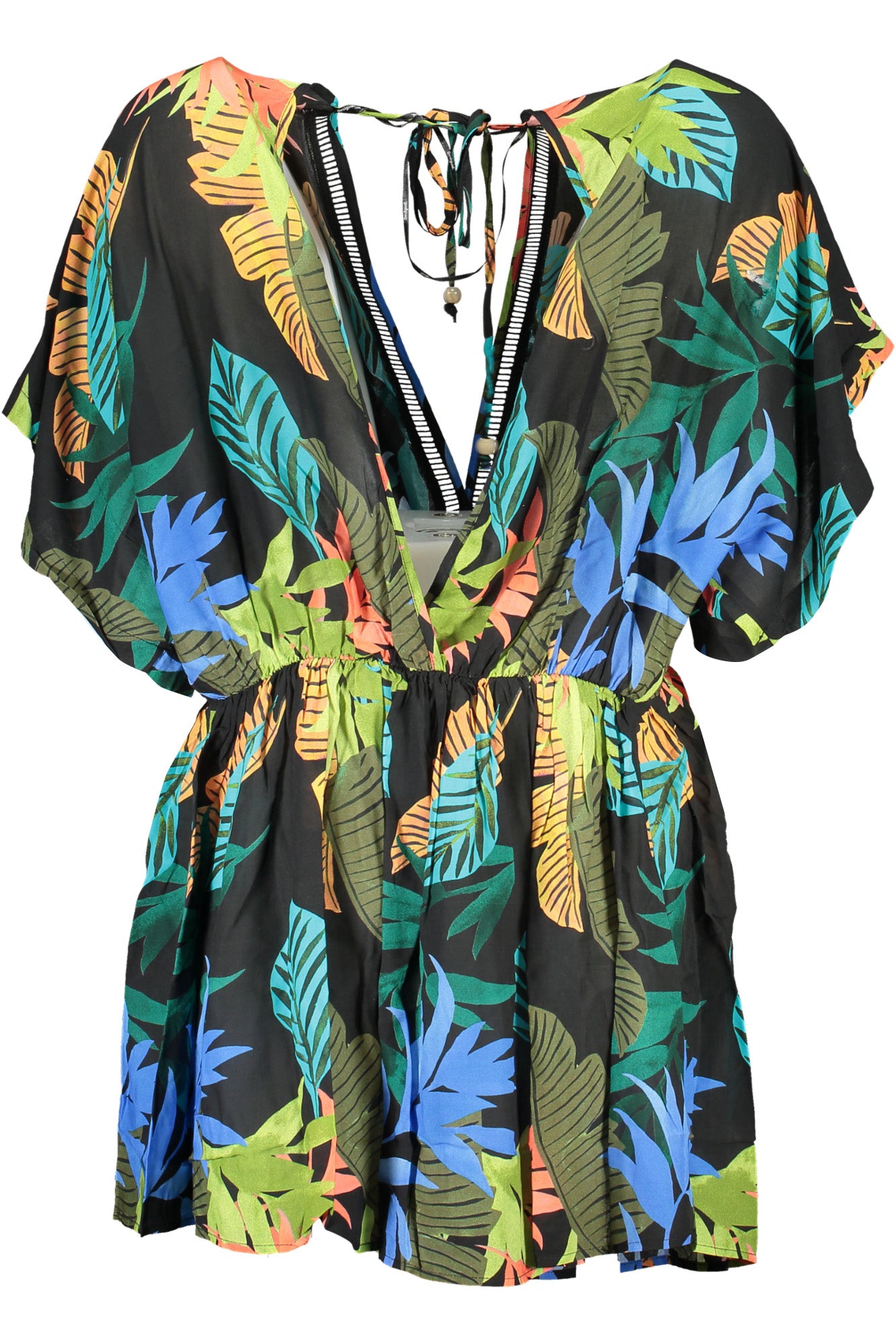 24SWMW23_NE2000 – Elegantes Damenkleid Schwarz mit Muster und Kontrastdetails – Größe: M, L, XL – Farbe: Nero