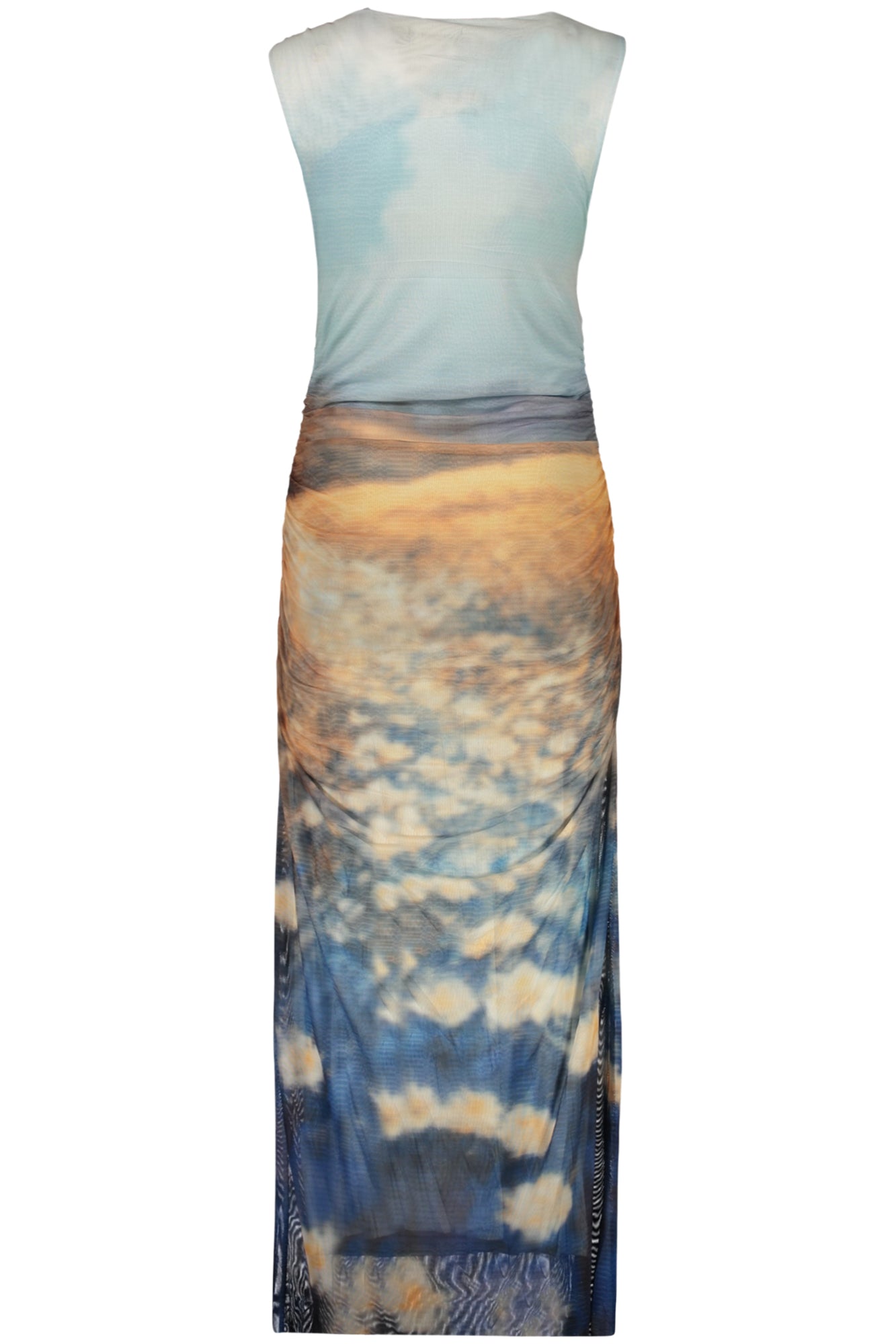 26SWVK28_AZ5045 – Ärmelloses Damenkleid Blau mit Muster & Kontrastdetails – Größe: XS, S, M, L, XL – Farbe: Azzurro