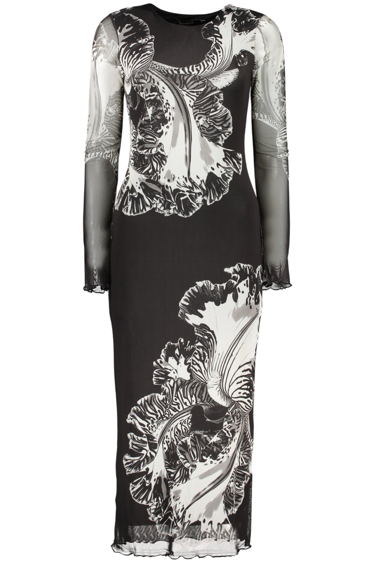 26SWVK53_NE2000 – Schwarzes Damenkleid mit Muster und langen Ärmeln entdecken – Größe: XS, S, M, L – Farbe: Nero