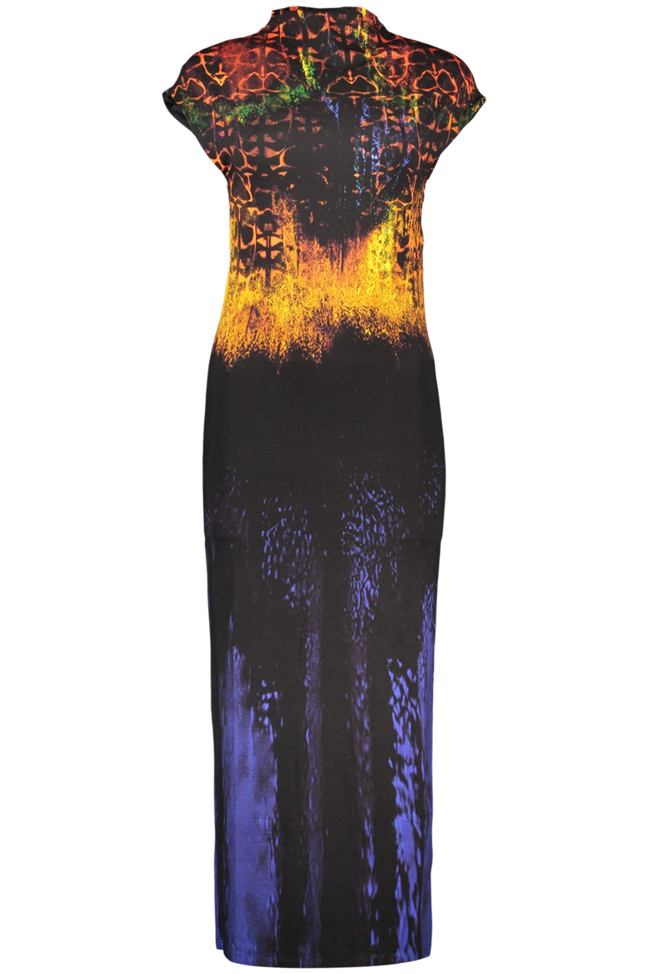26SWVK41_NE9019 – Langes Schwarzes Damenkleid mit Stehkragen und Kontrastdetails – Größe: XS, S, M, L – Farbe: Nero