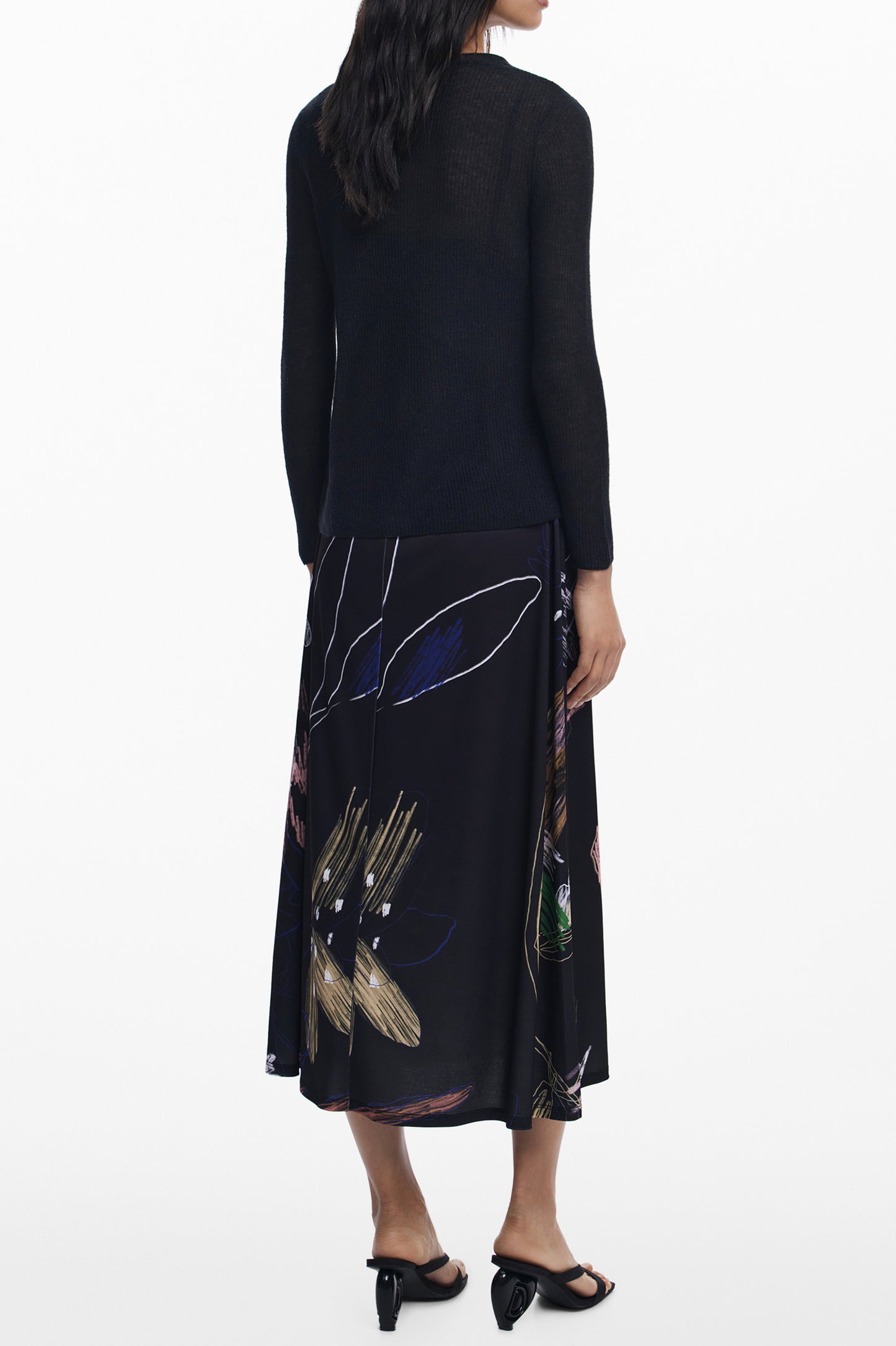 25WWVK25_NE2000 – Schwarzes Damenkleid: Langes Kleid mit Bolero und Spaghettiträgern – Größe: XS, S, M, L, XL – Farbe: Nero