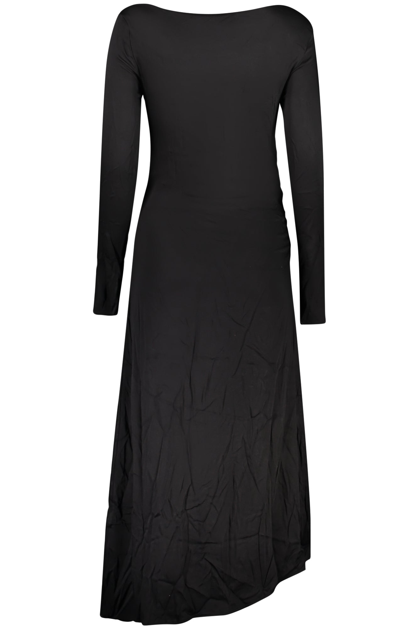 26SWVW10_NE2000 – Elegantes Schwarzes Damenkleid: Muster, Lange Ärmel, U-Boot-Ausschnitt – Größe: XS, S, M, L, XL – Farbe: Nero
