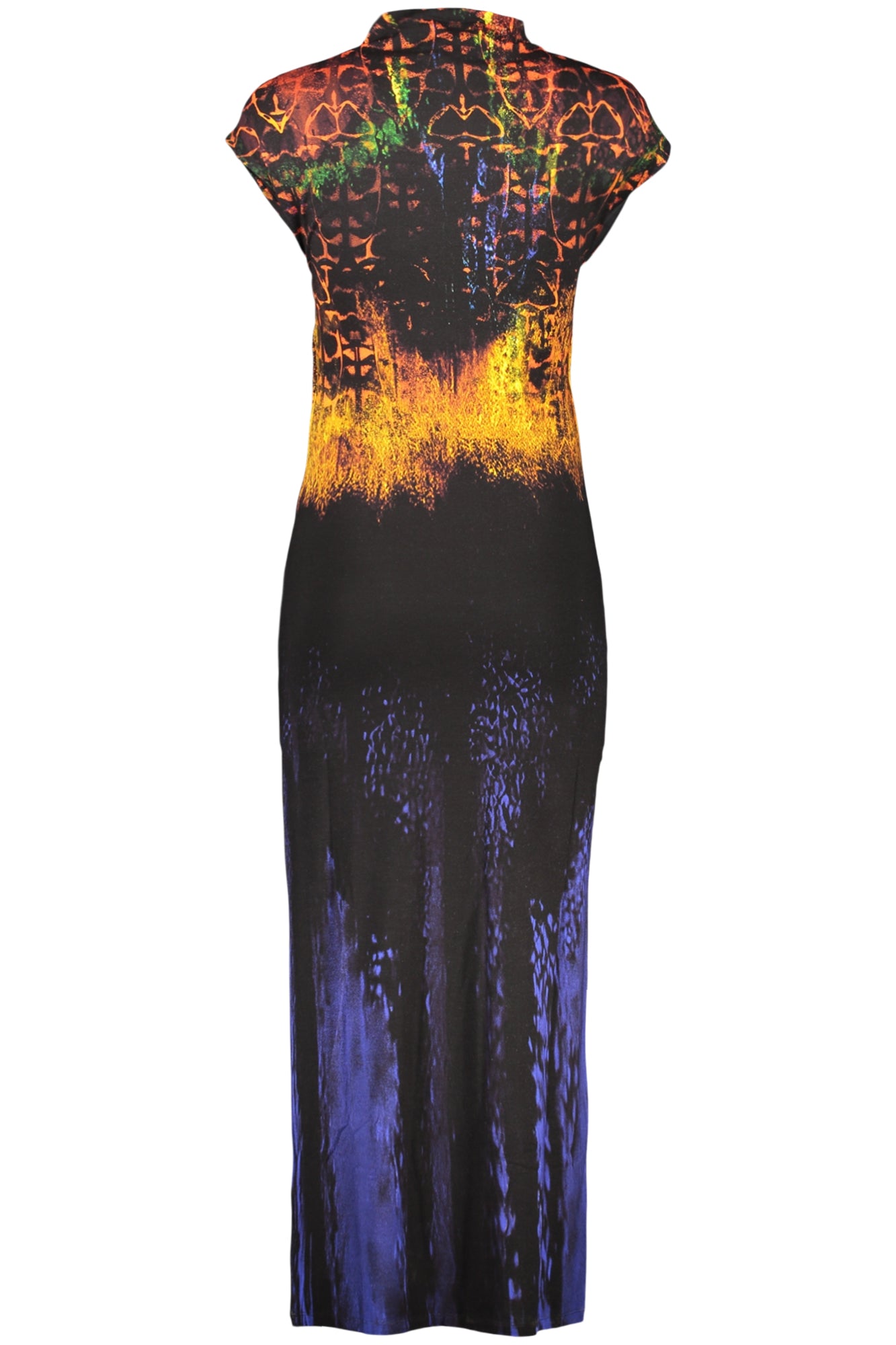 26SWVK41_NE9019 – Langes Schwarzes Damenkleid mit Stehkragen und Kontrastdetails – Größe: XS, S, M, L – Farbe: Nero