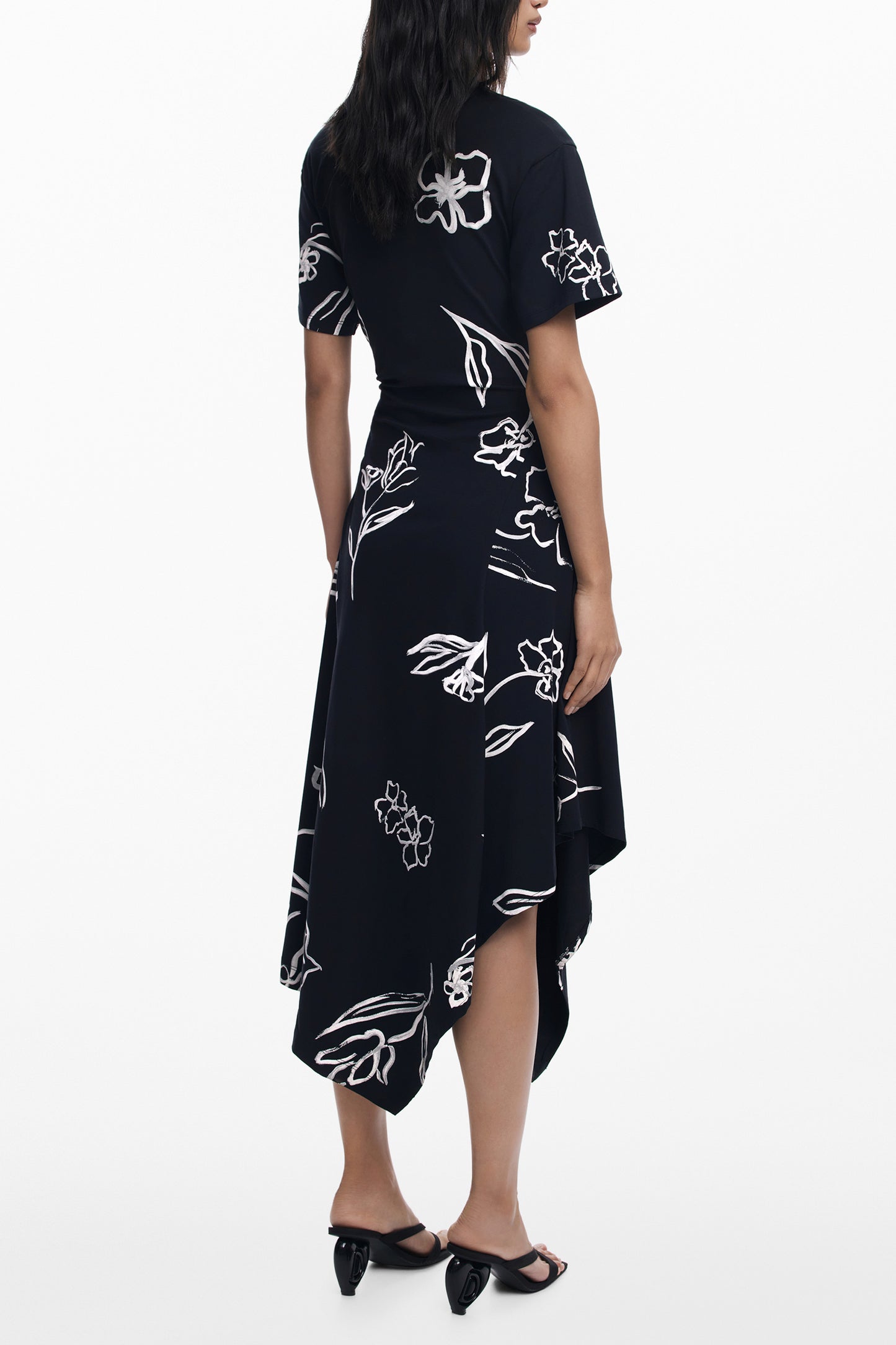 25WWVK44_NE2000 – Schwarzes Langarmkleid für Damen mit Druck und Rundhalsausschnitt – Größe: XS, S, M, L, XL – Farbe: Nero