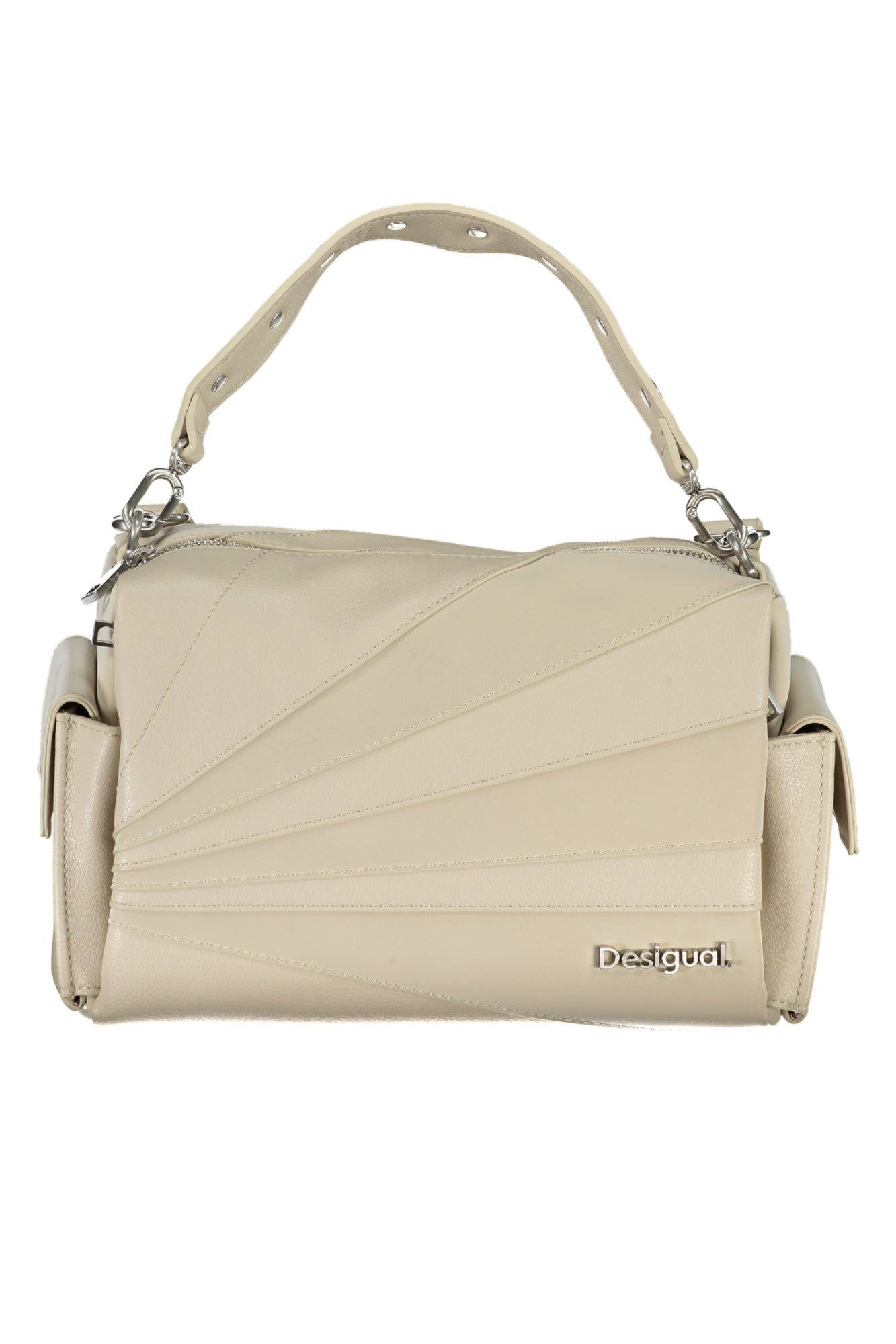 24SAXP75_BE1001 – Beige Handtasche mit abnehmbarem Schultergurt und Kontrasten – Größe: UNI – Farbe: Beige