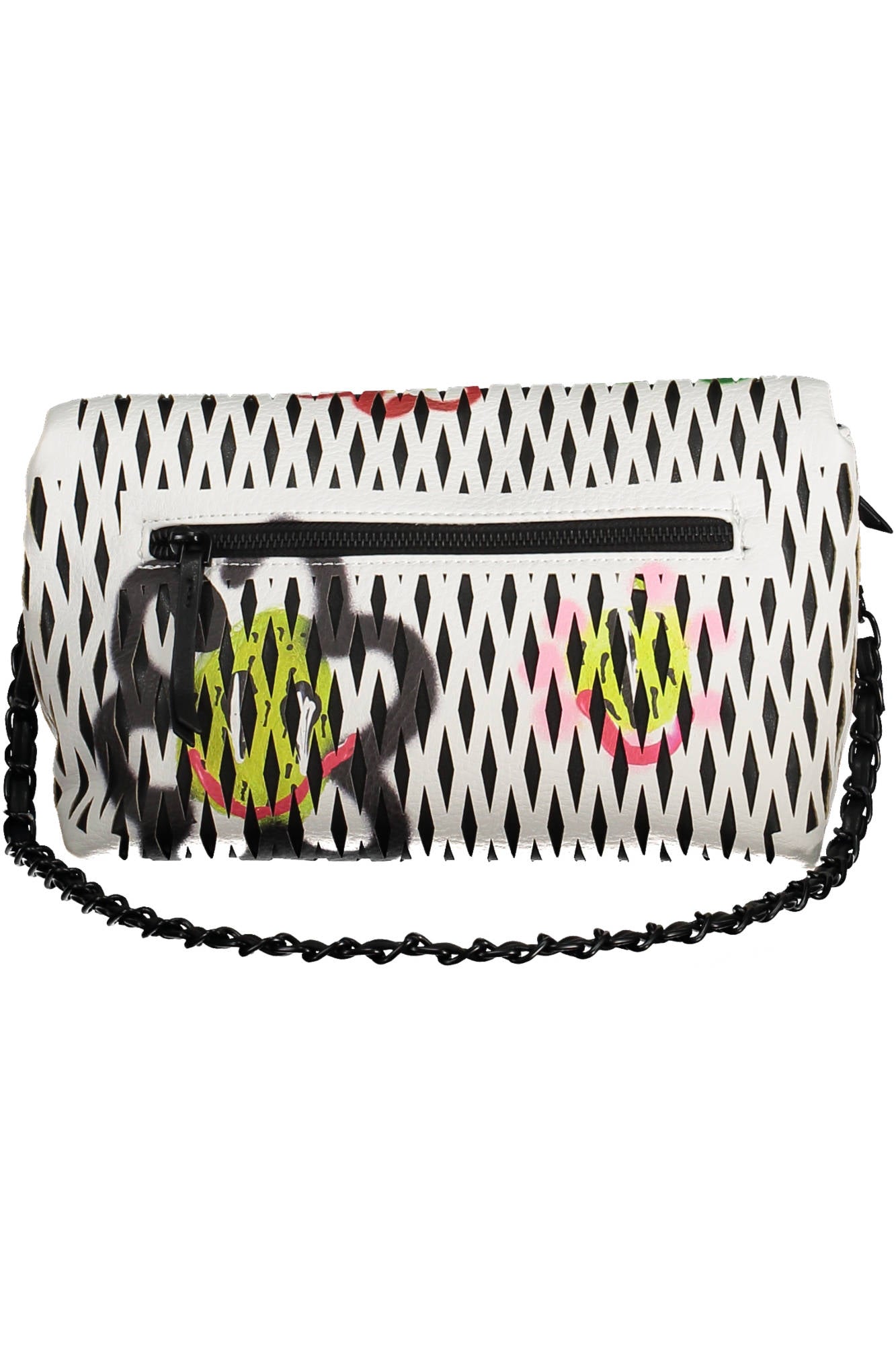 23SAXP73_BIANCO_9019 – Weiß Damen Handtasche mit Kontrastdetails & abnehmbaren Riemen – Größe: UNI – Farbe: Bianco