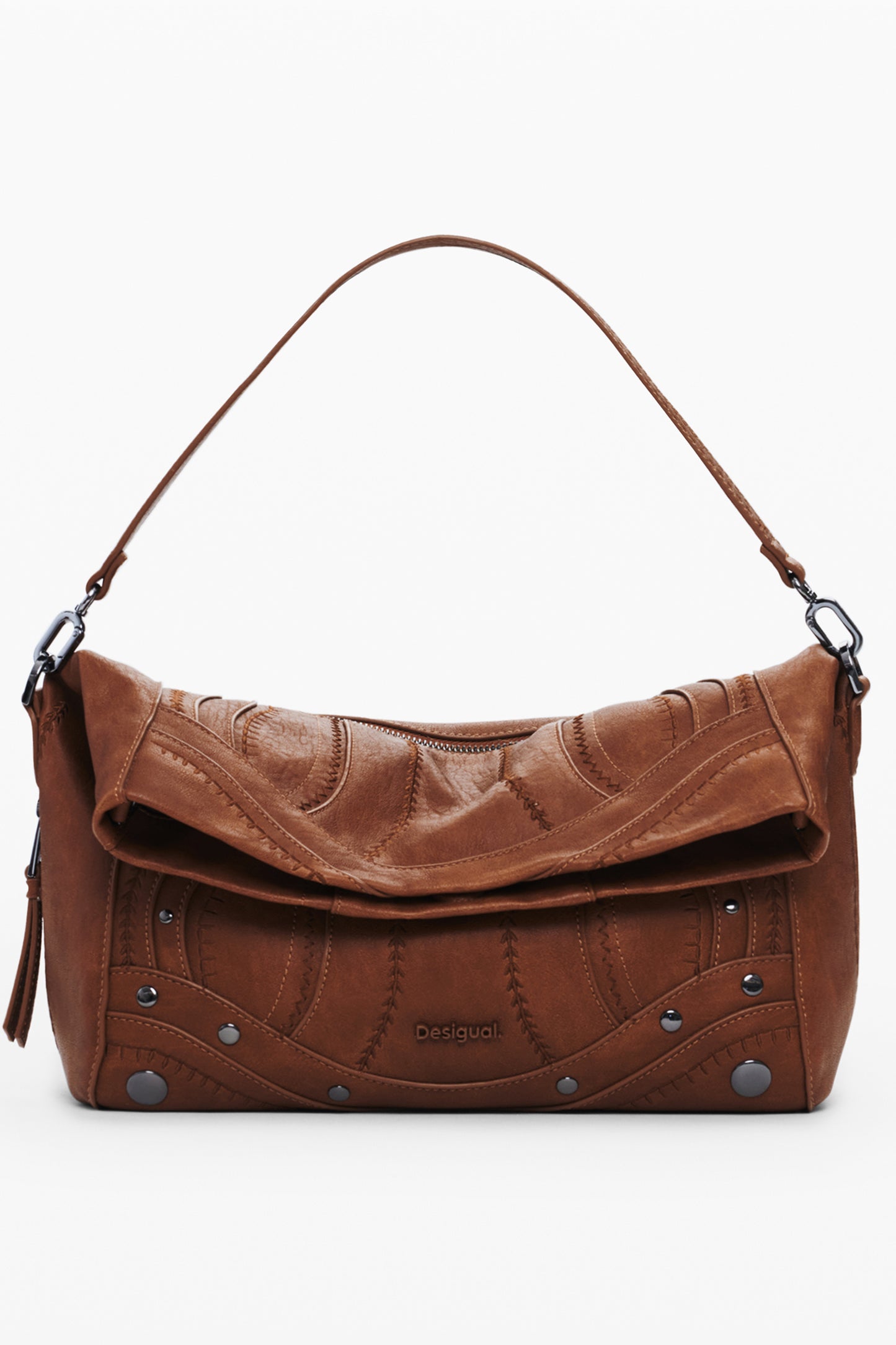 25WAXPA8_MA6011 – Modische braune Damenhandtasche mit Stickerei und abnehmbarem Riemen – Größe: UNI – Farbe: Marrone