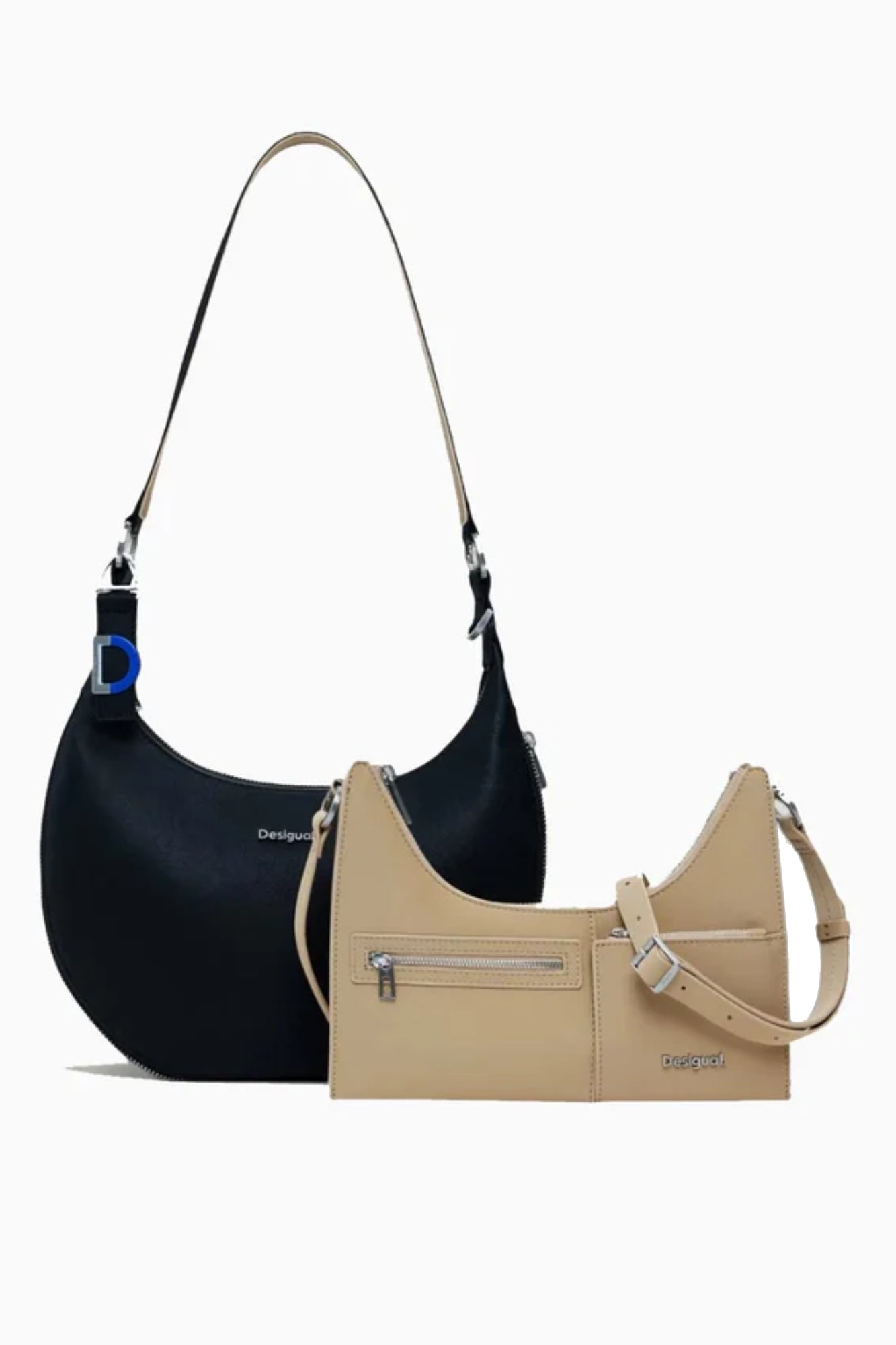 25WAXP49_NE2000 – Stylische schwarze Damentasche: vielseitig, mit zwei abnehmbaren Gurten – Größe: UNI – Farbe: Nero